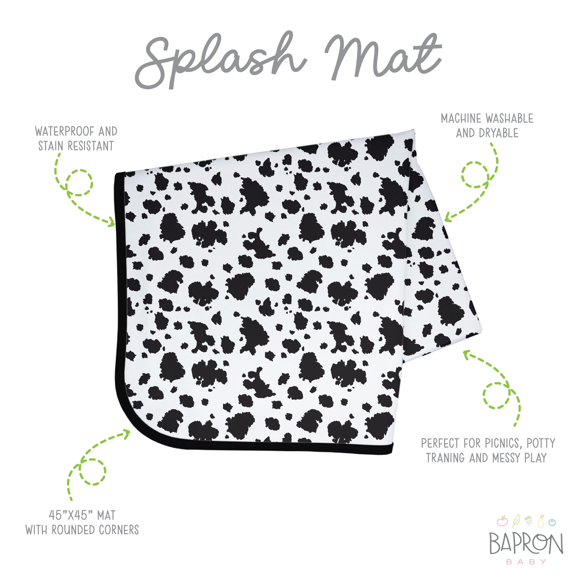 Cowhide Splash Mat - A Waterproof Catch-All for Highchair Spills and More!  BapronBaby   