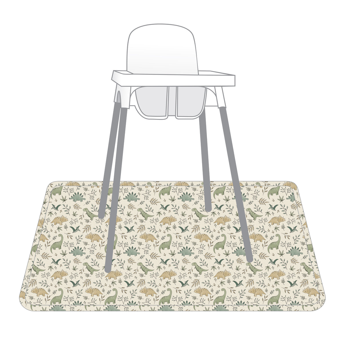 Foliage Dinos Splash Mat - A Waterproof Catch-All for Highchair Spills and More!