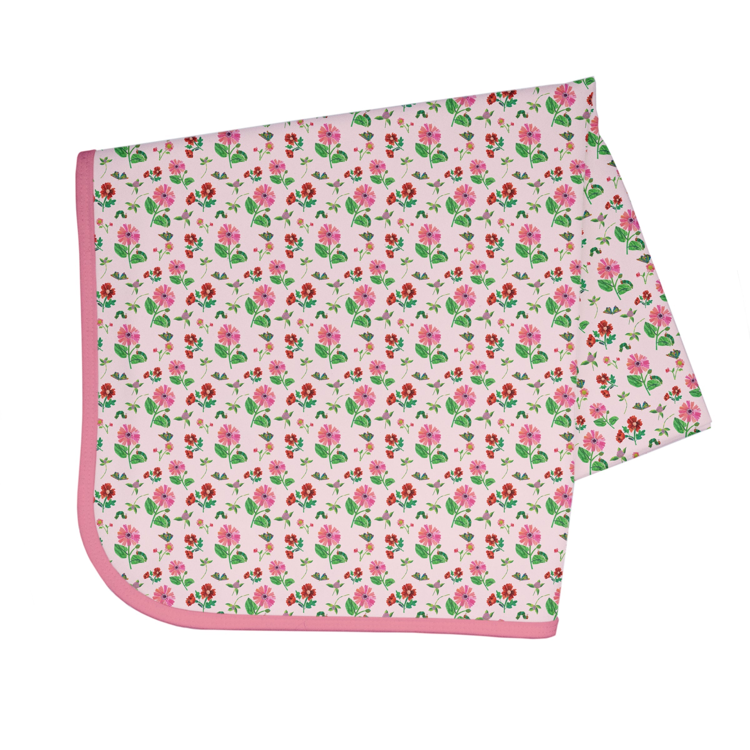 Pink Floral Caterpillar Splash Mat - from the World Of Eric Carle - A Waterproof Catch-All for Highchair Spills and More!  BapronBaby   