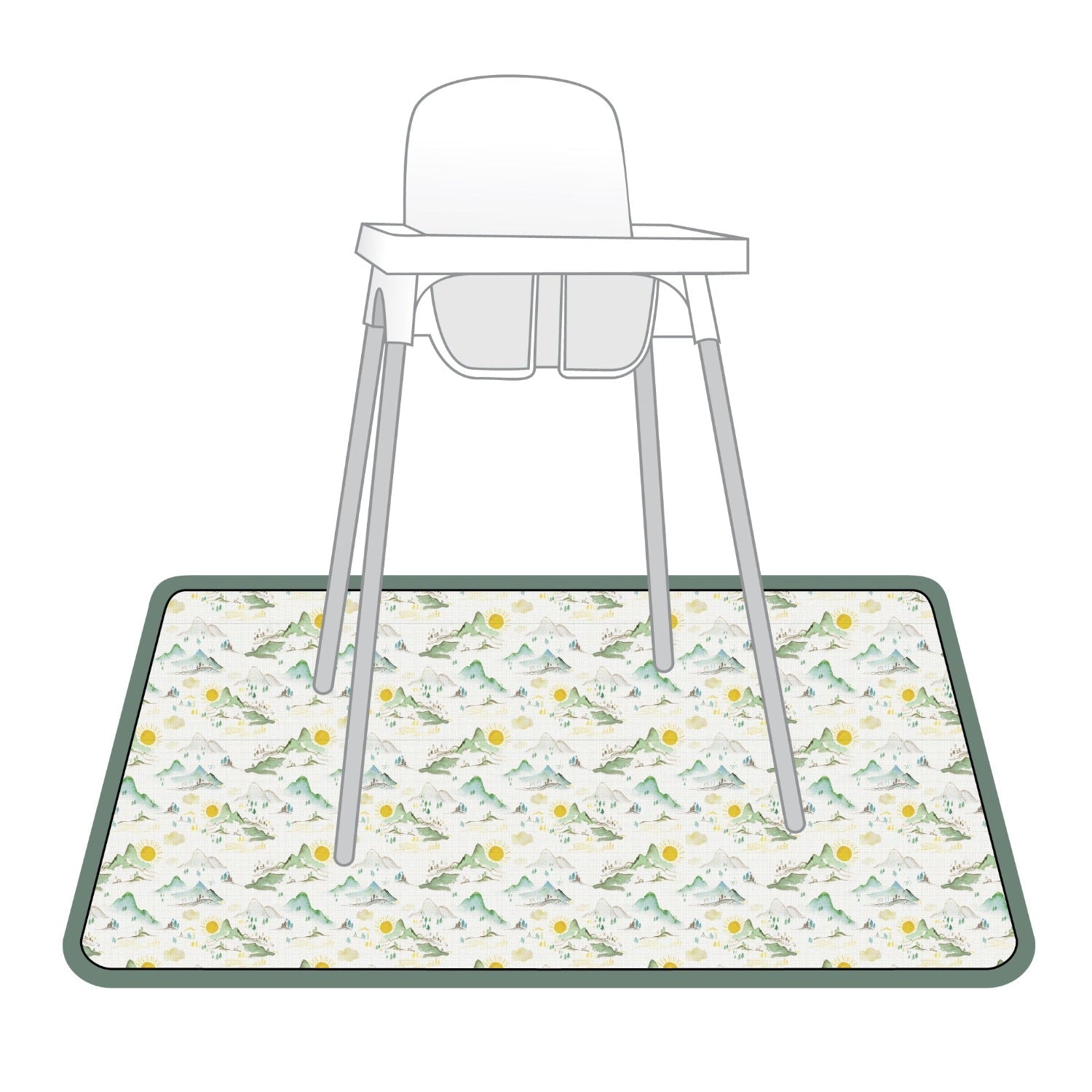 Mountain Mist Splash Mat - A Waterproof Catch-All for Highchair Spills and More!  BapronBaby   