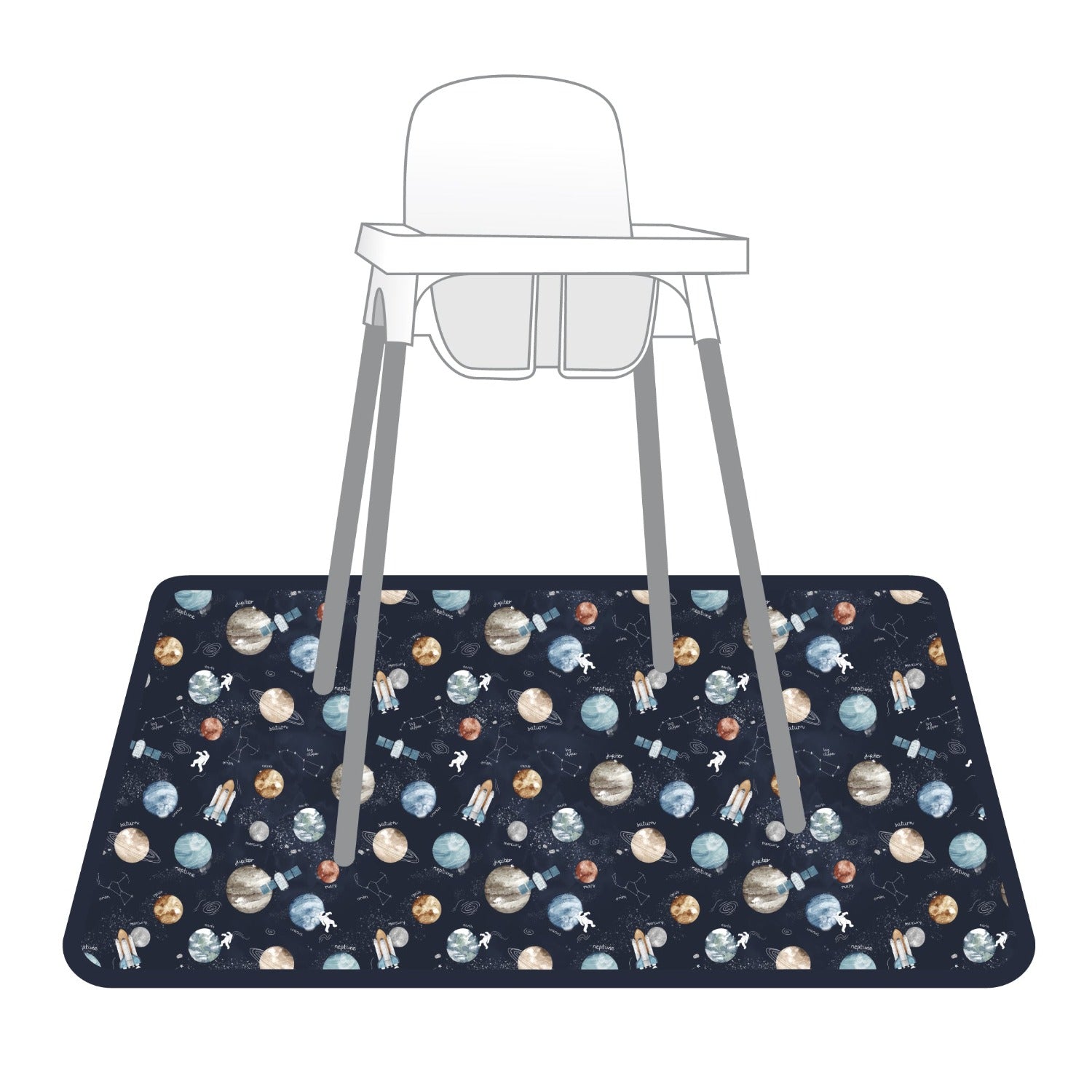 Outer Space Splash Mat - A Waterproof Catch-All for Highchair Spills and More!  BapronBaby   