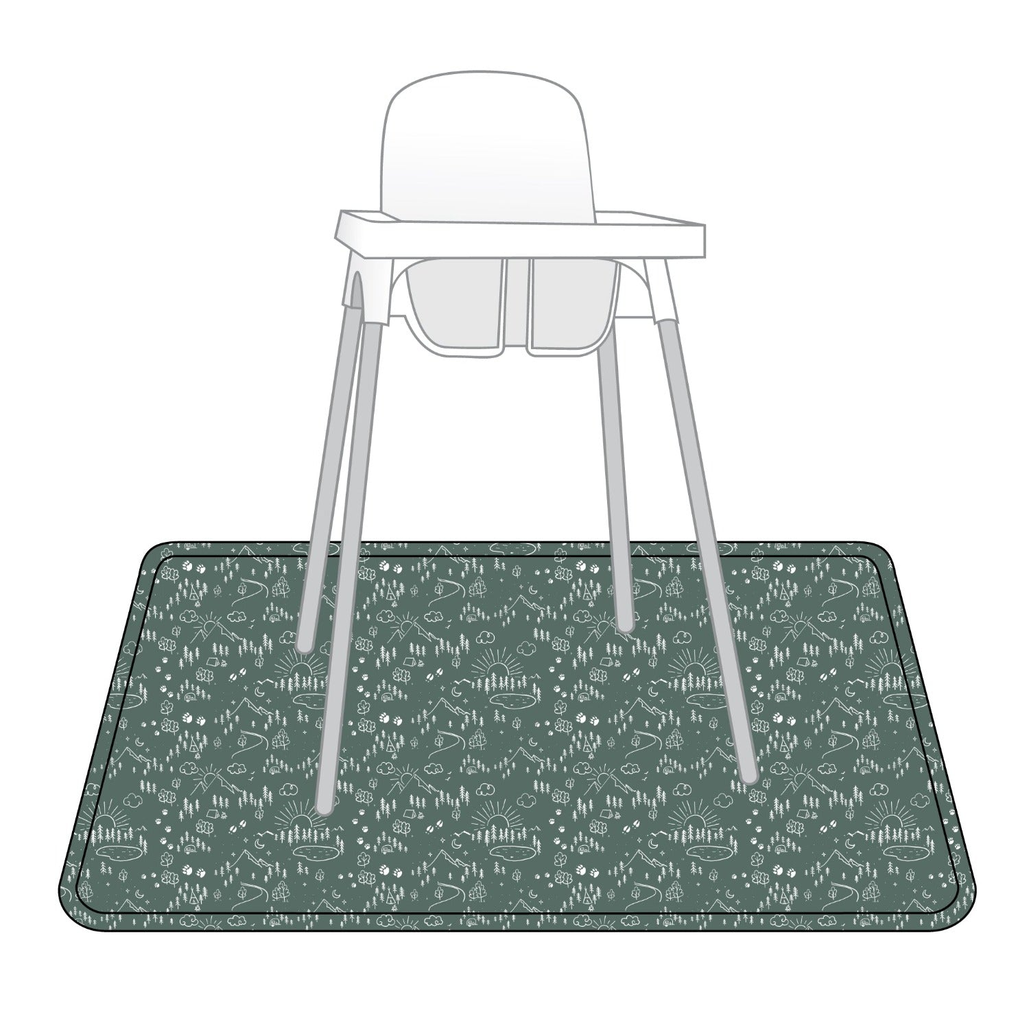 Pine Forest Splash Mat - A Waterproof Catch-All for Highchair Spills and More!  BapronBaby   