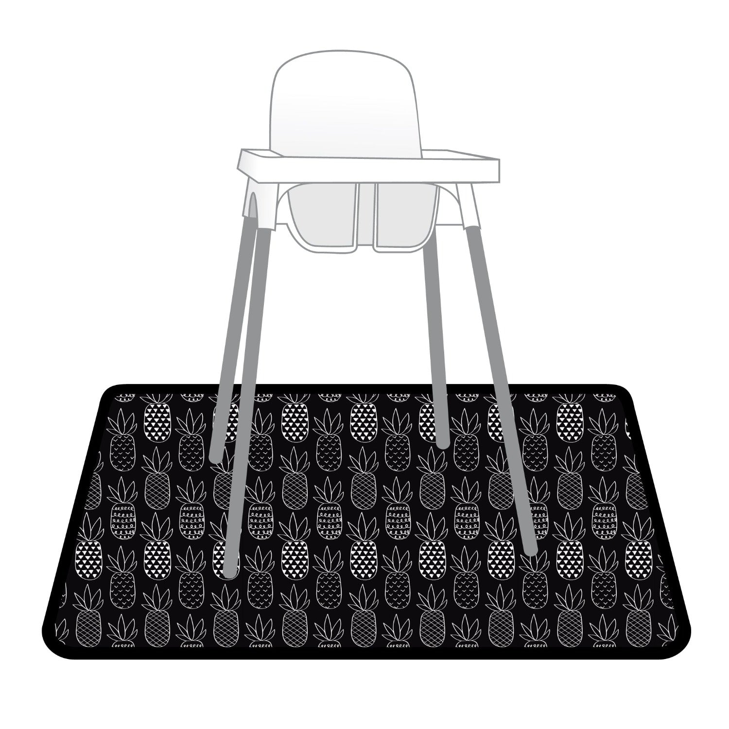 Pineapple Monochrome Splash Mat - A Waterproof Catch-All for Highchair Spills and More!  BapronBaby   