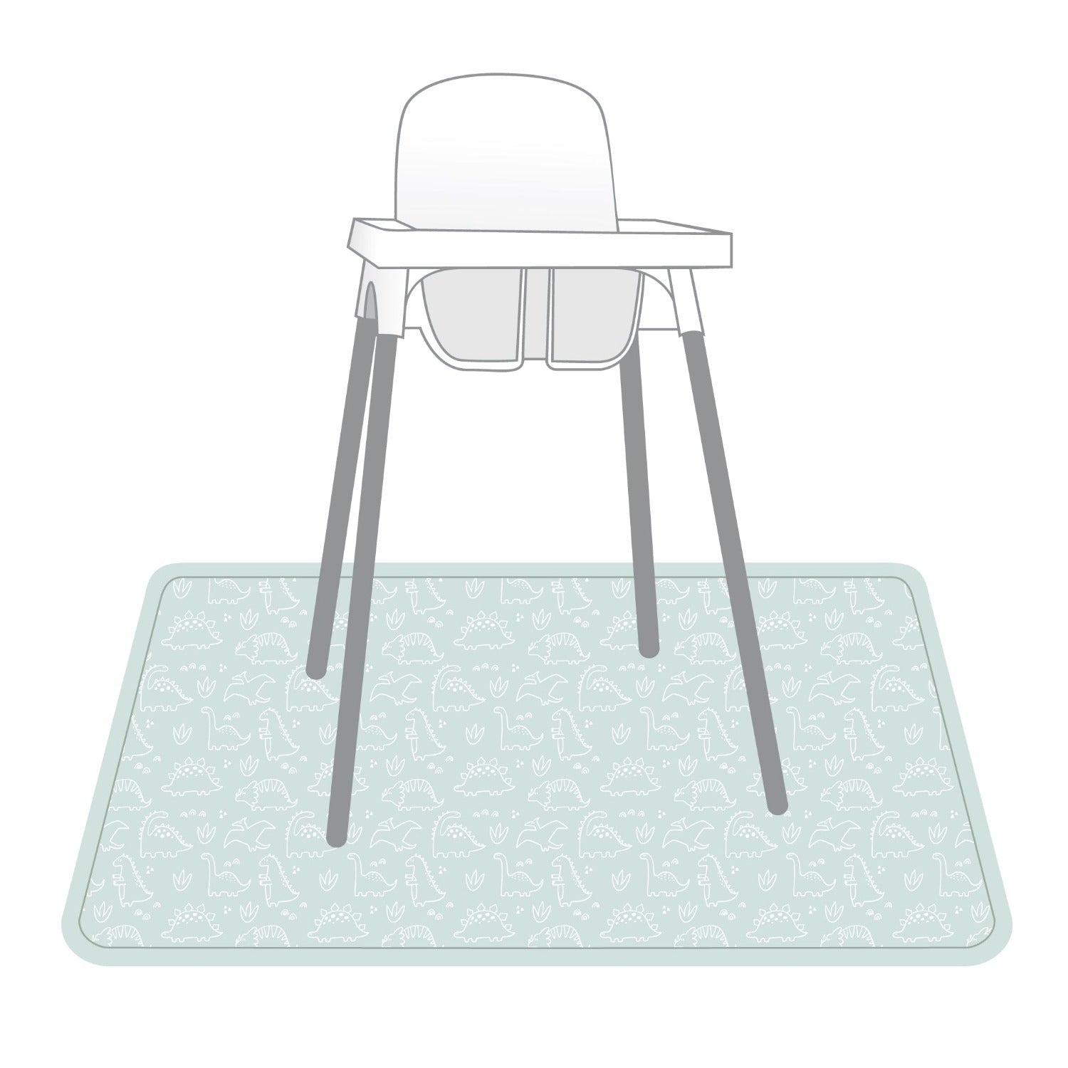 Dino Friends - Sage Splash Mat - A Waterproof Catch-All for Highchair Spills and More!  BapronBaby   