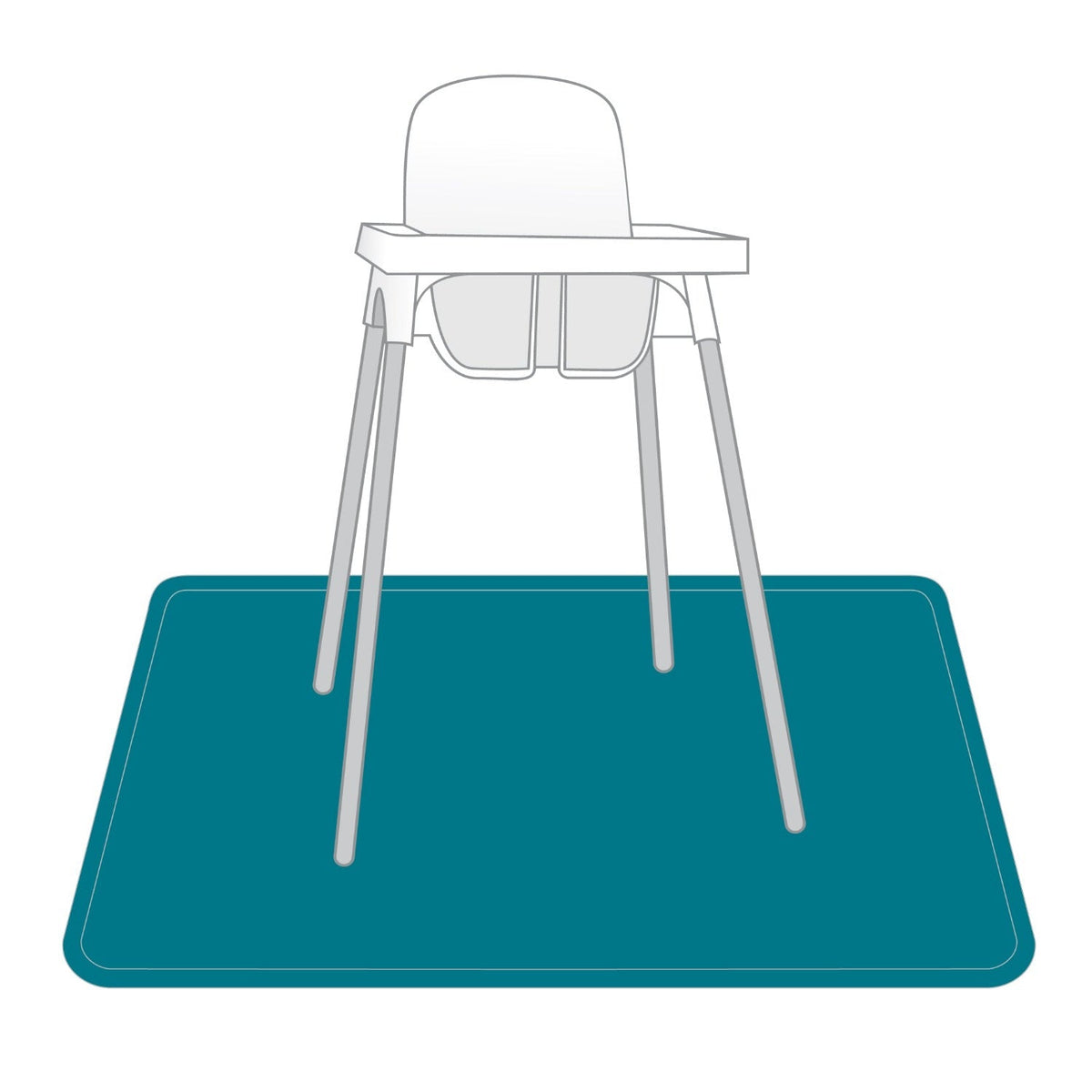 Solid Teal Minimalist Splash Mat - A Waterproof Catch-All for Highchair Spills and More!