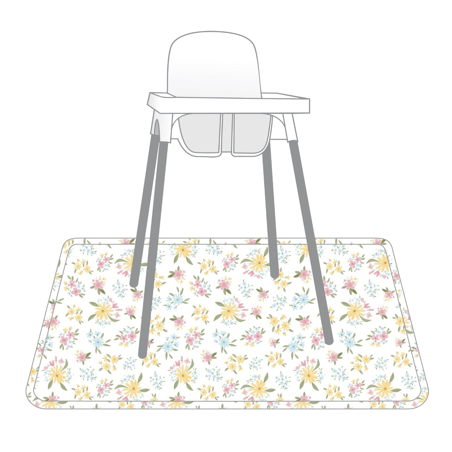 Pastel Floral Splash Mat - A Waterproof Catch-All for Highchair Spills and More!  BapronBaby   