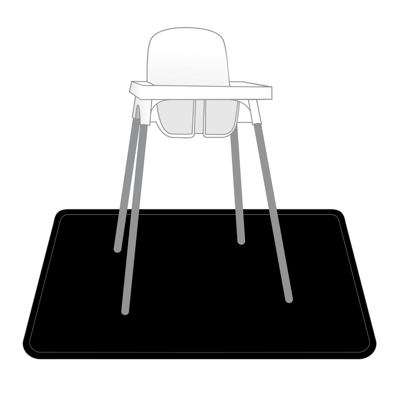 Solid Black Minimalist Splash Mat - A Waterproof Catch-All for Highchair Spills and More!  BapronBaby   