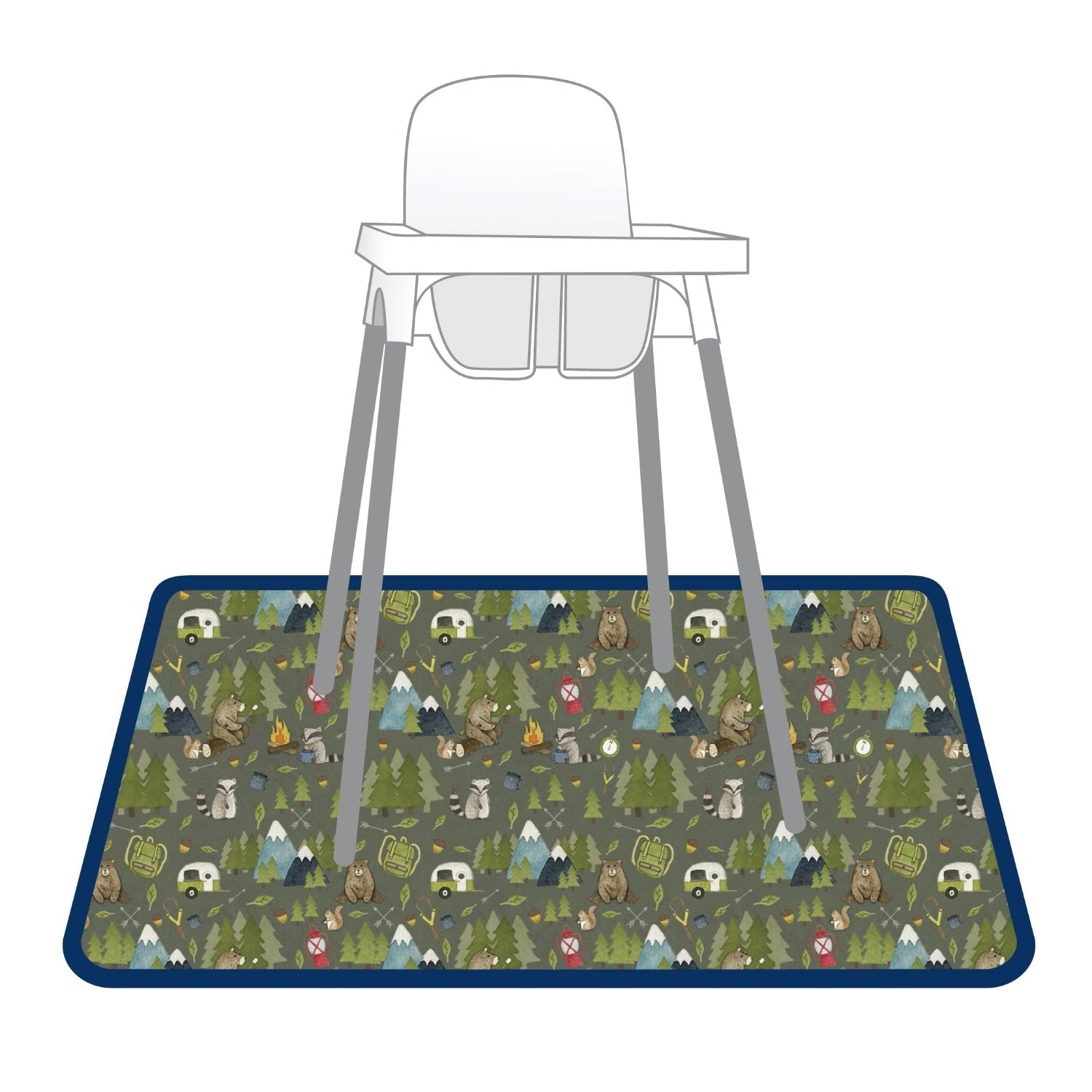 Camping Bears Splash Mat - A Waterproof Catch-All for Highchair Spills and More!  BapronBaby   