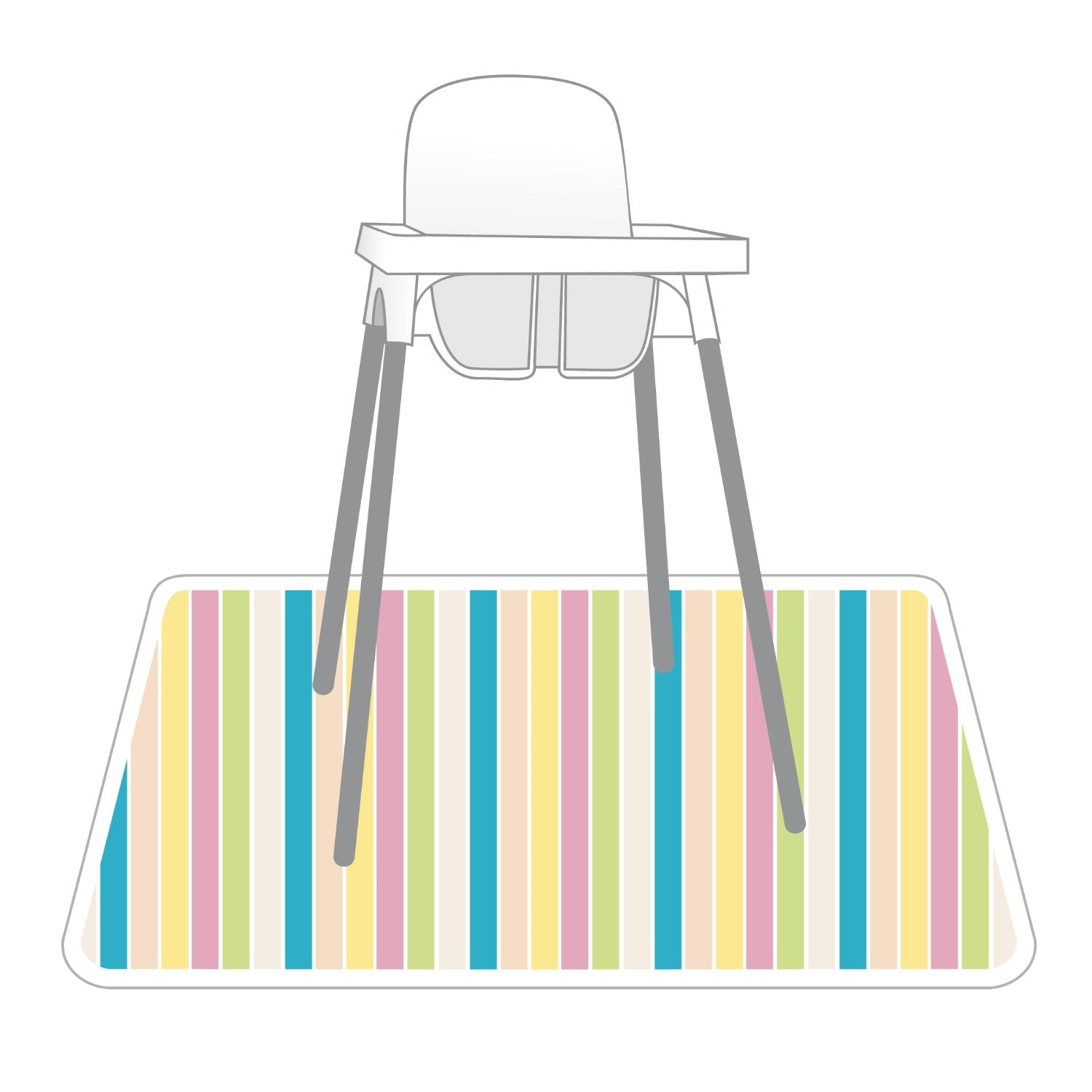 Rainbow Stripes Splash Mat - A Waterproof Catch-All for Highchair Spills and More!  BapronBaby   