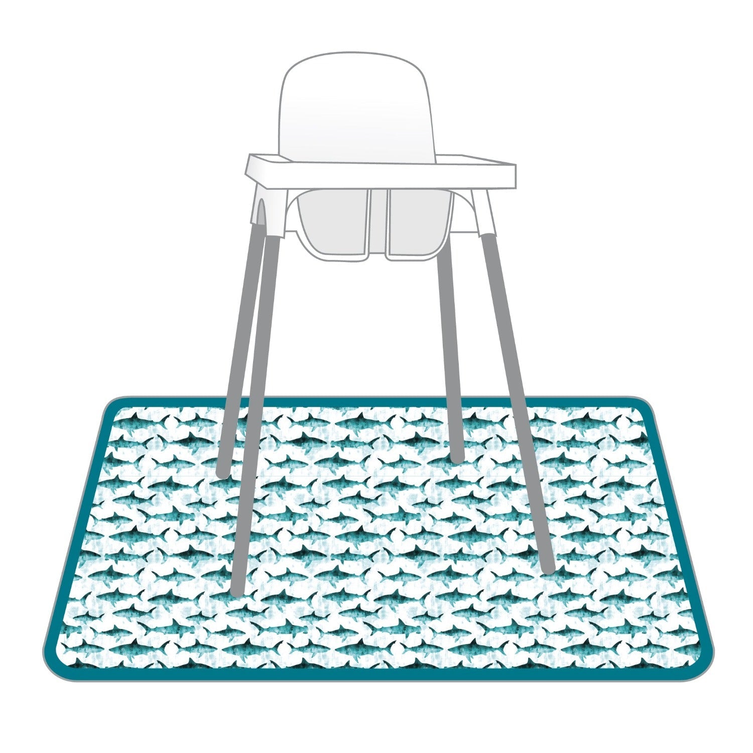 Shark Attack Splash Mat - A Waterproof Catch-All for Highchair Spills and More!  BapronBaby   