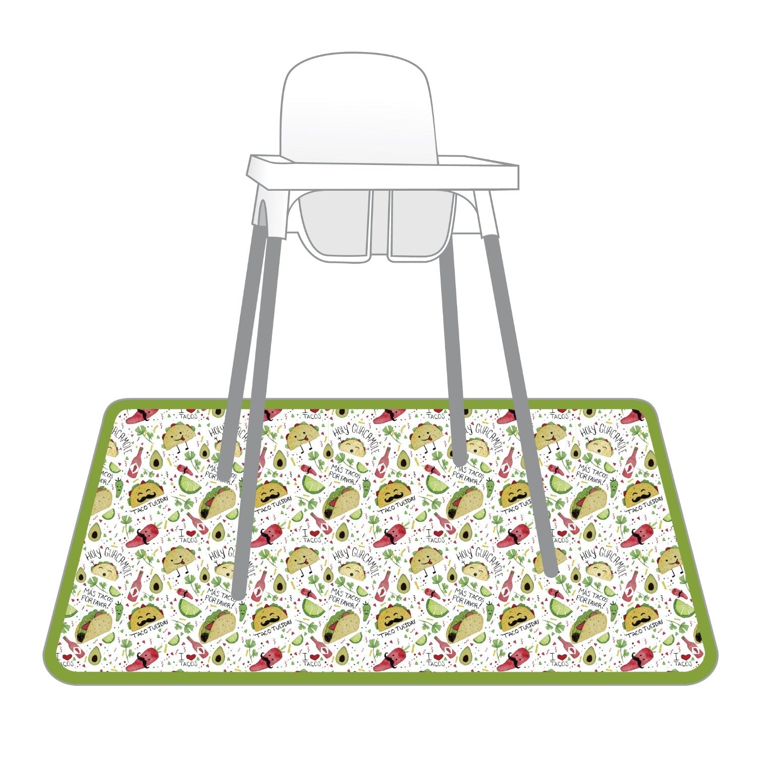 Taco Party Splash Mat - A Waterproof Catch-All for Highchair Spills and More!  BapronBaby   