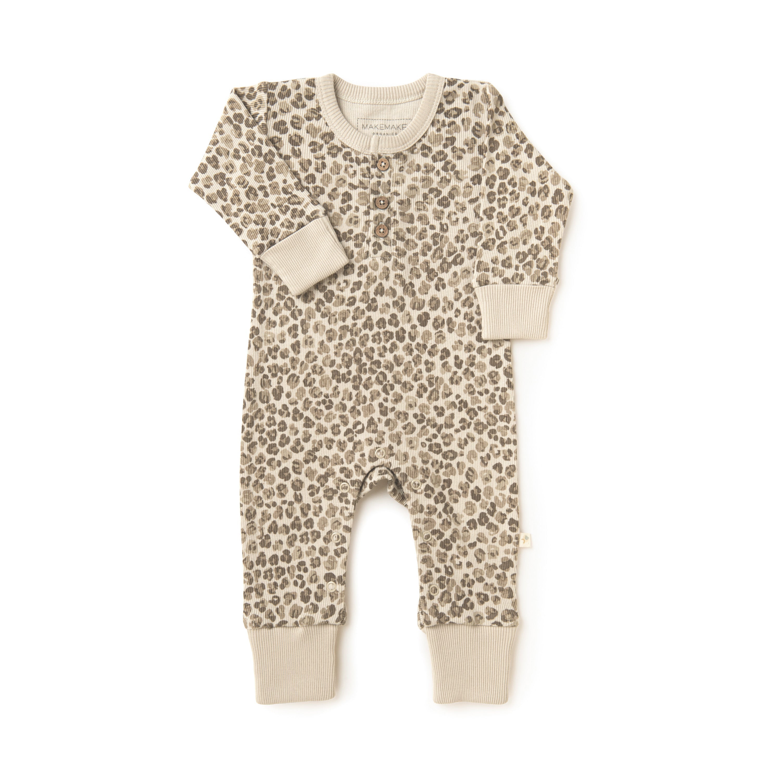 Organic Baby Buttoned Romper - Spotted Button Romper Makemake Organics   