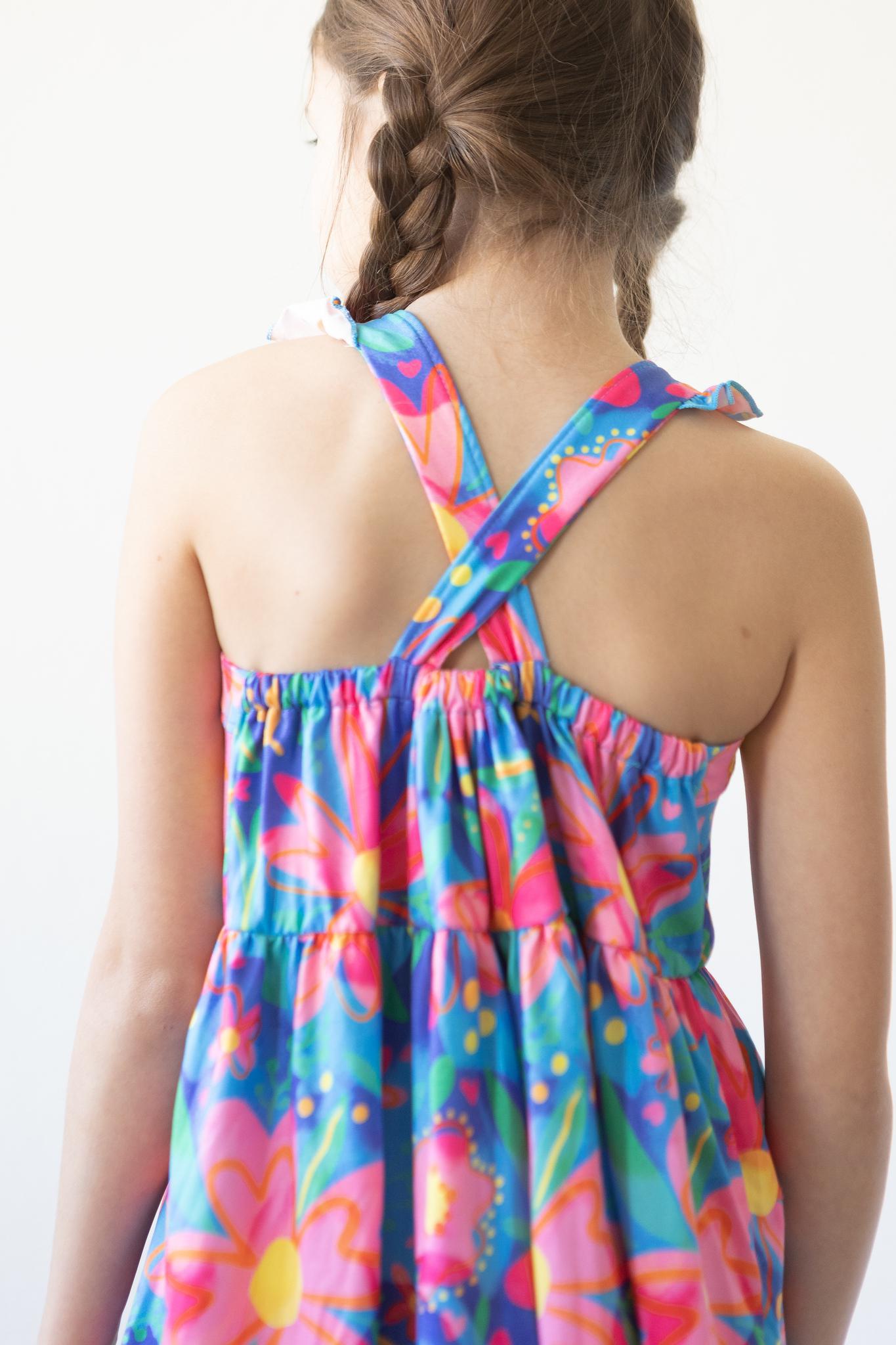SALE Springing Around Ruffle Cross Back Dress