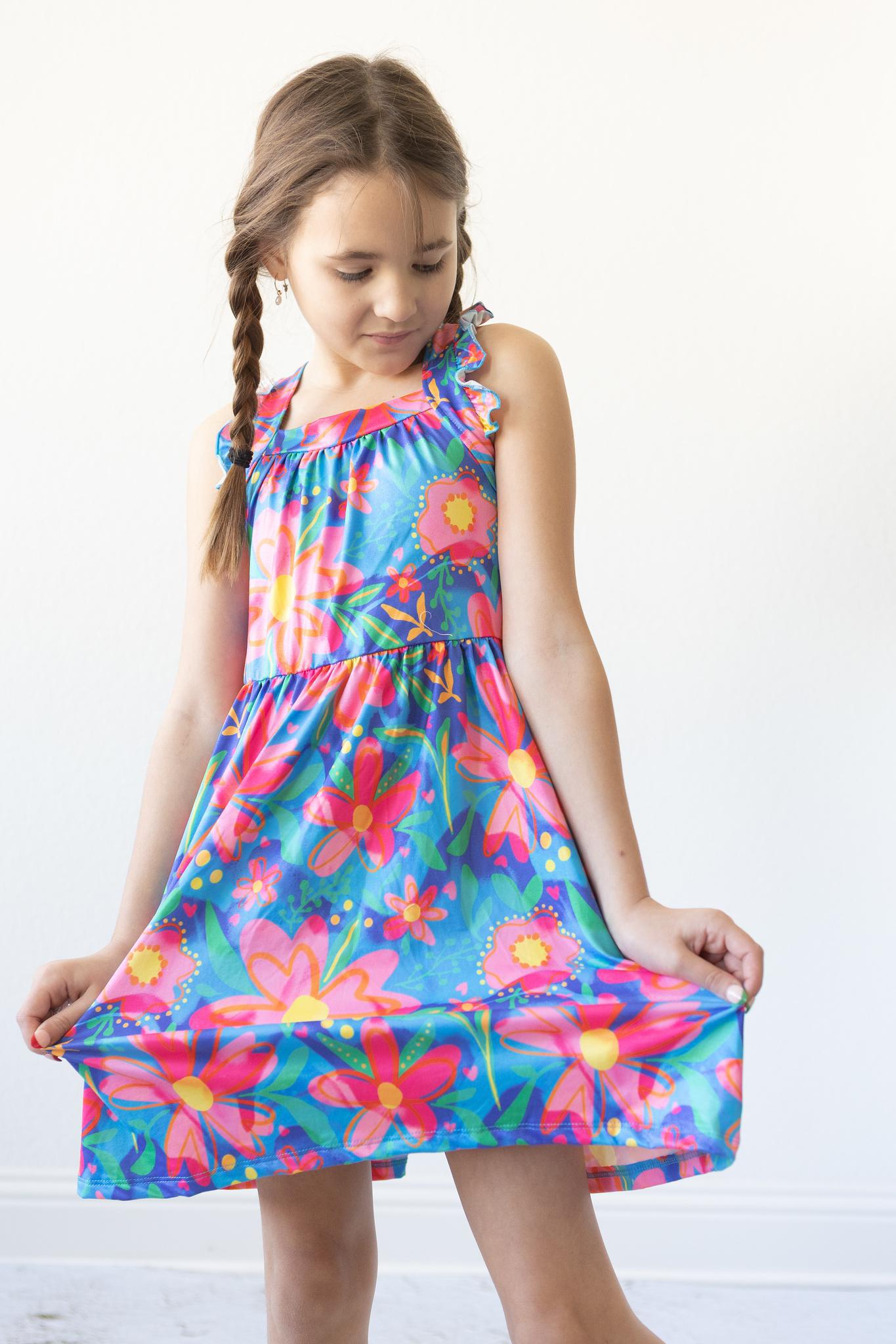 SALE Springing Around Ruffle Cross Back Dress