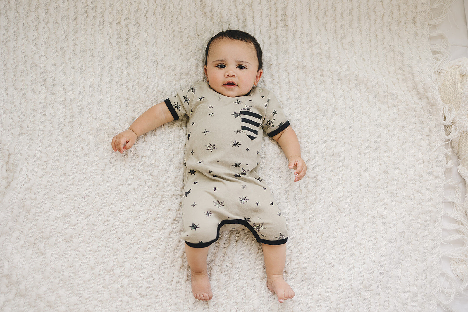 GOTS Certified Organic Cotton Short Sleeve Romper - Cosmic Stars