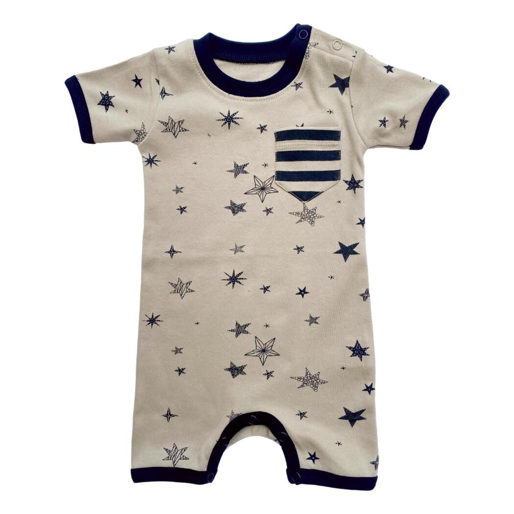 GOTS Certified Organic Cotton Short Sleeve Romper - Cosmic Stars