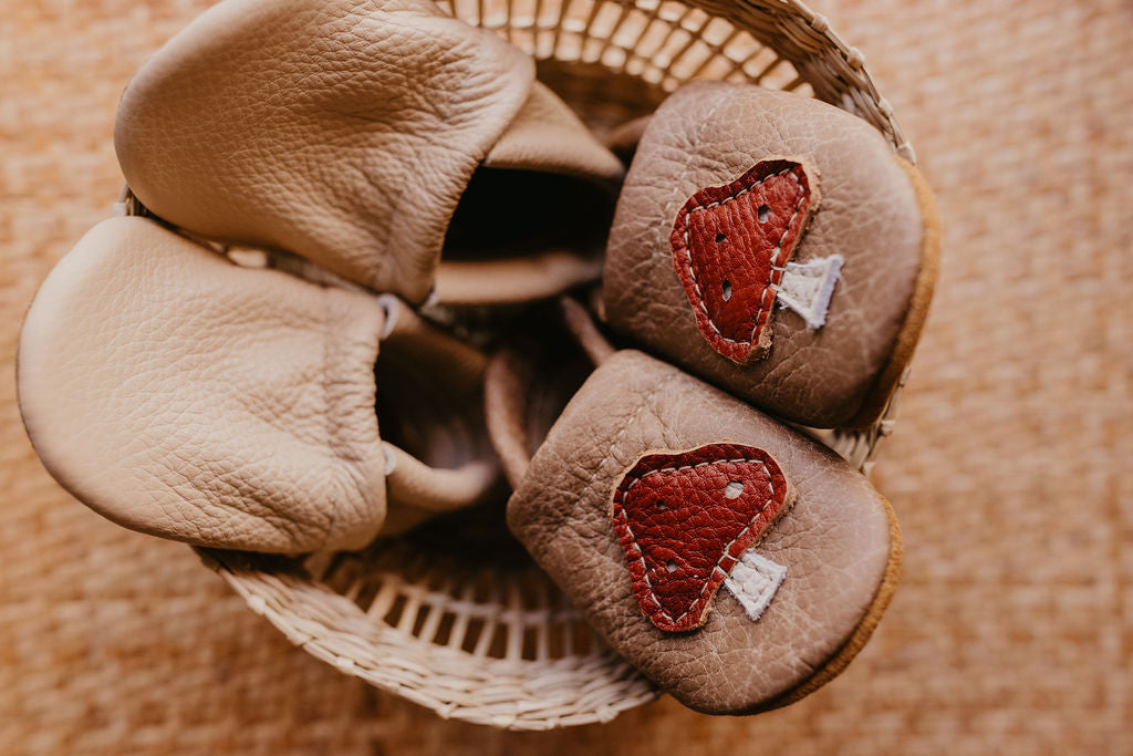 Mushrooms on Chai Leather Shoes Moccs Baby and Toddler Baby Shoes Starry Knight Design   