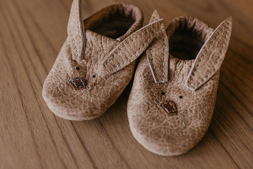 Latte Bunnies // Cute Critters Leather Shoes Baby and Toddler Bunny Baby Shoes Starry Knight Design   