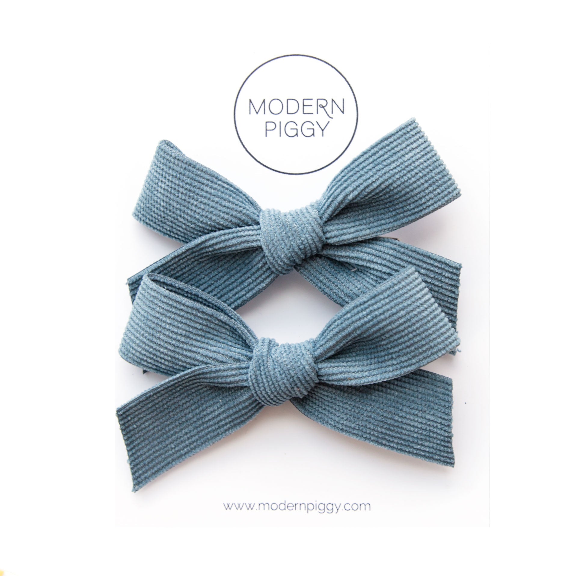 Morning Mist | Pigtail Set - Corduroy Ribbon Bow