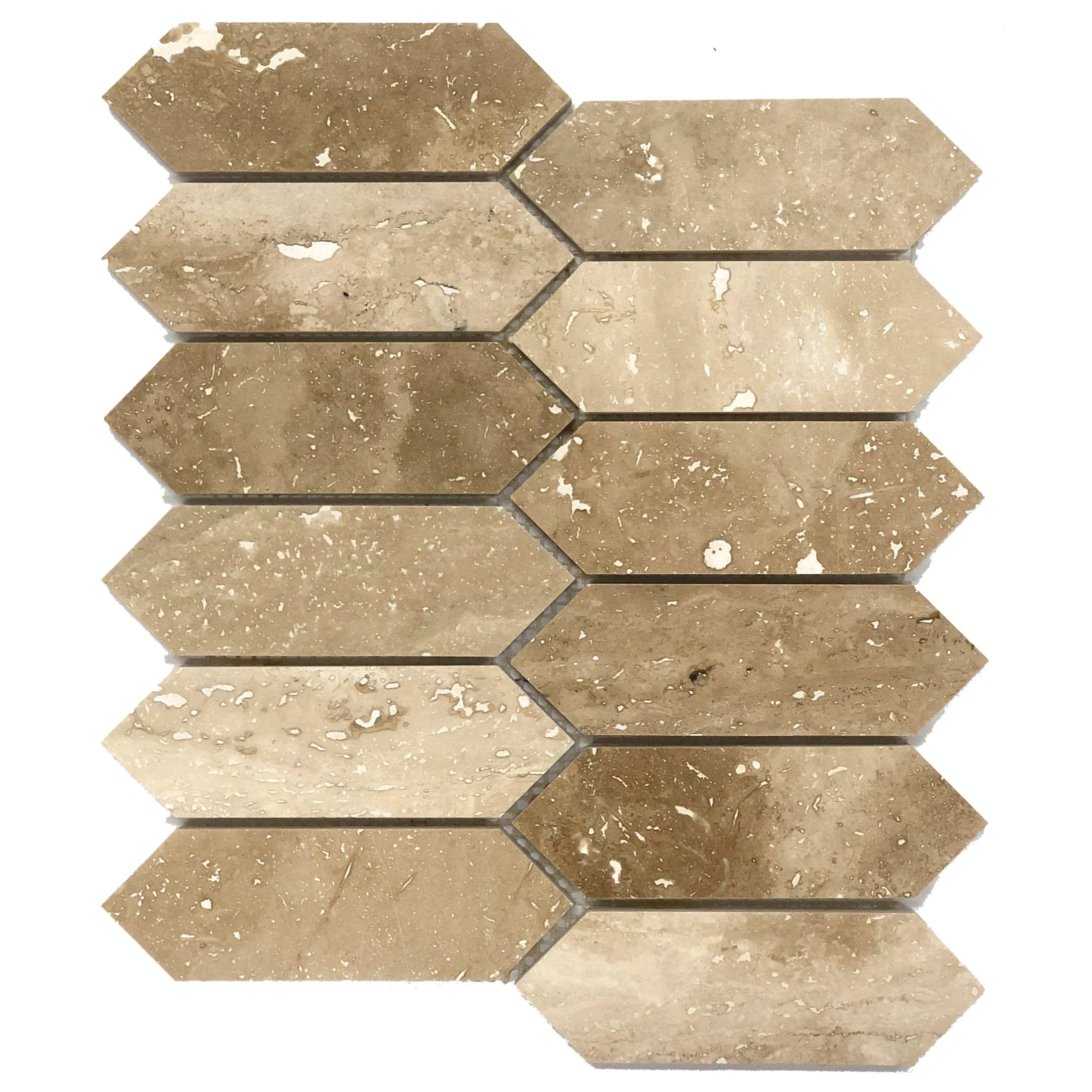 Patara Strada Pattern 12" x 12" Honed Travertine Mesh-Mounted Mosaic Tile - Belair Collection