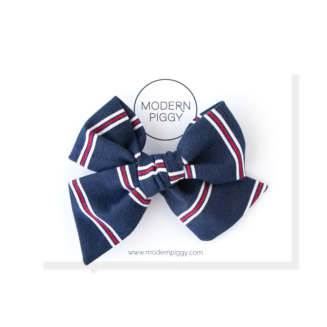 Patriotic Denim Stripe | Oversized Hand-tied Bow