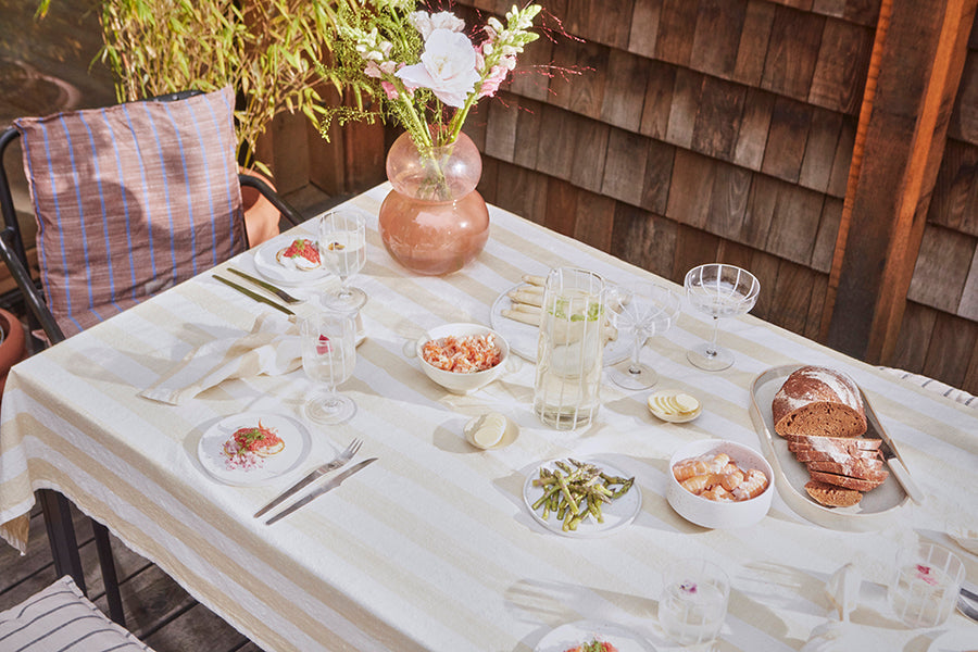 Striped Tablecloth - Small - Vanilla