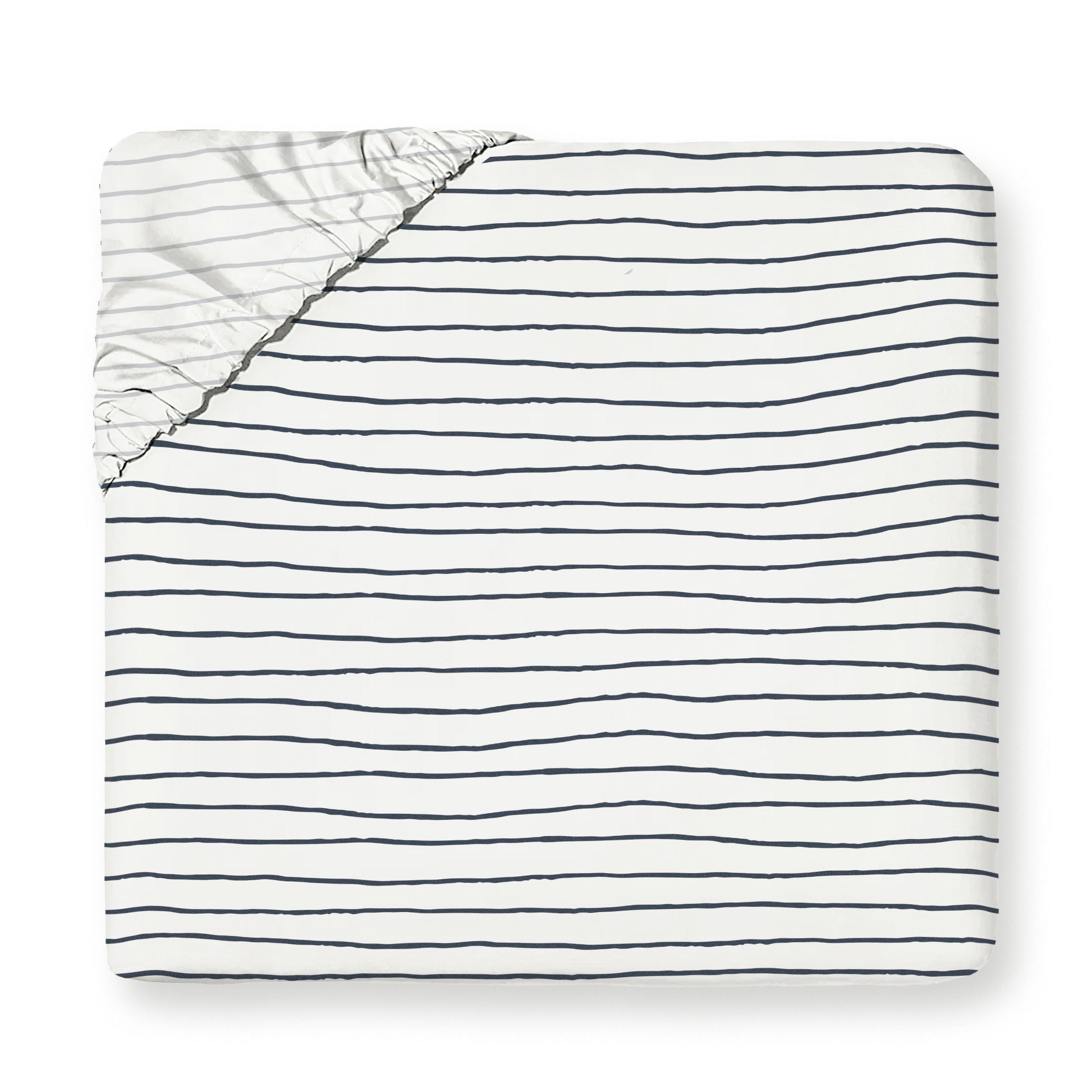 Organic Kids Fitted Sheet - Navy Stripes Fitted Sheet Set Makemake Organics   