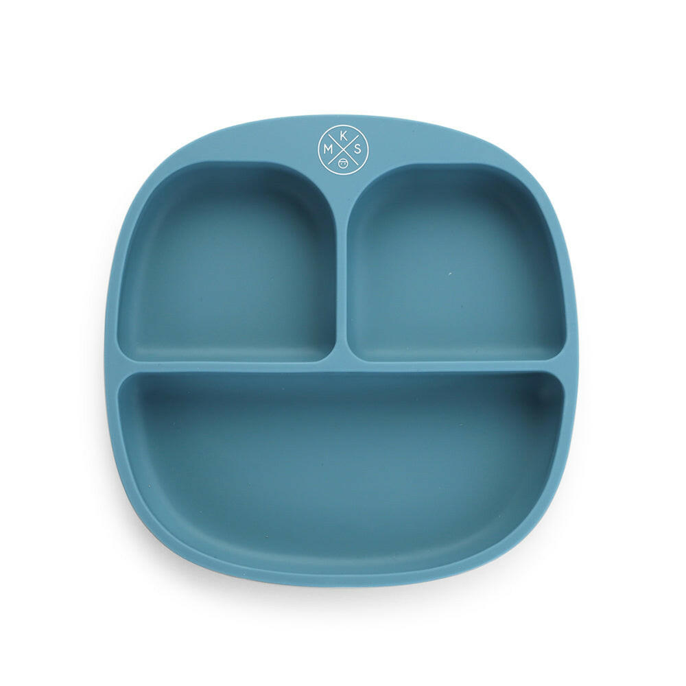 Silicone suction kids plate w/ dividing sections Petrol PLATE MKS Miminoo   