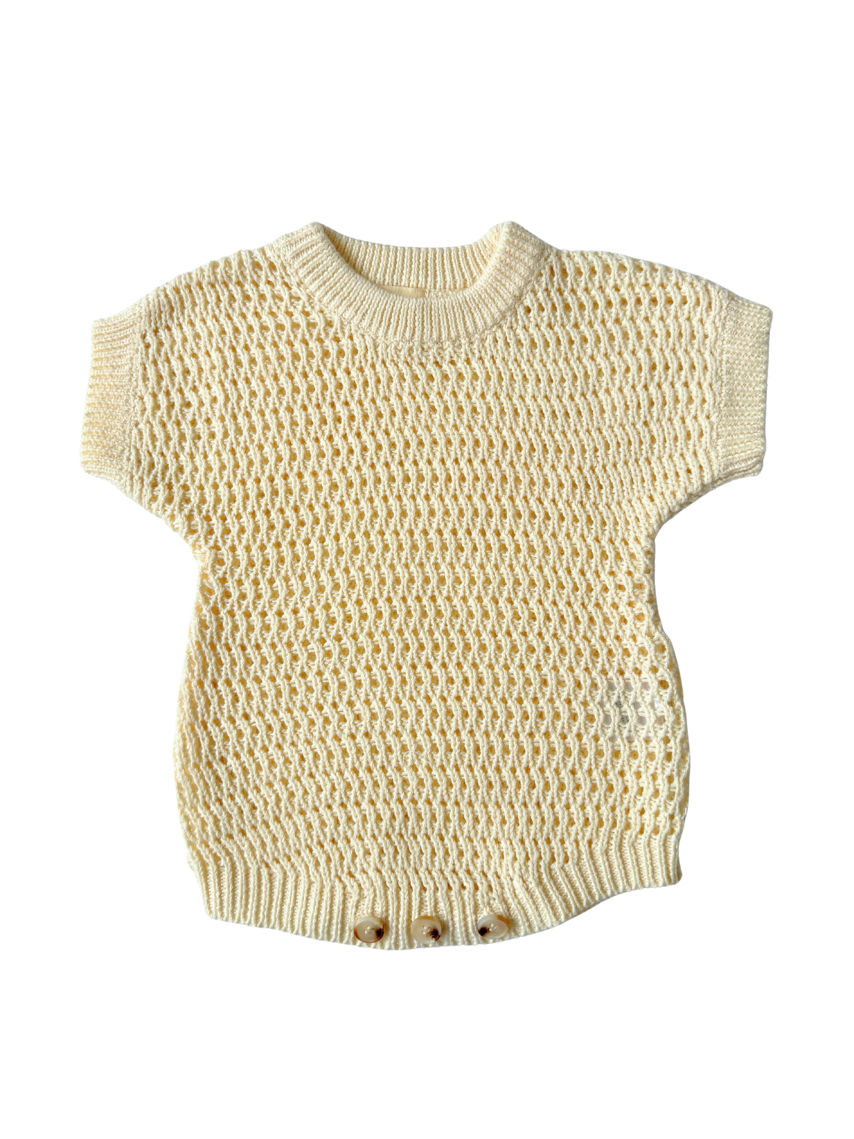 Crochet Knit Romper - Cream