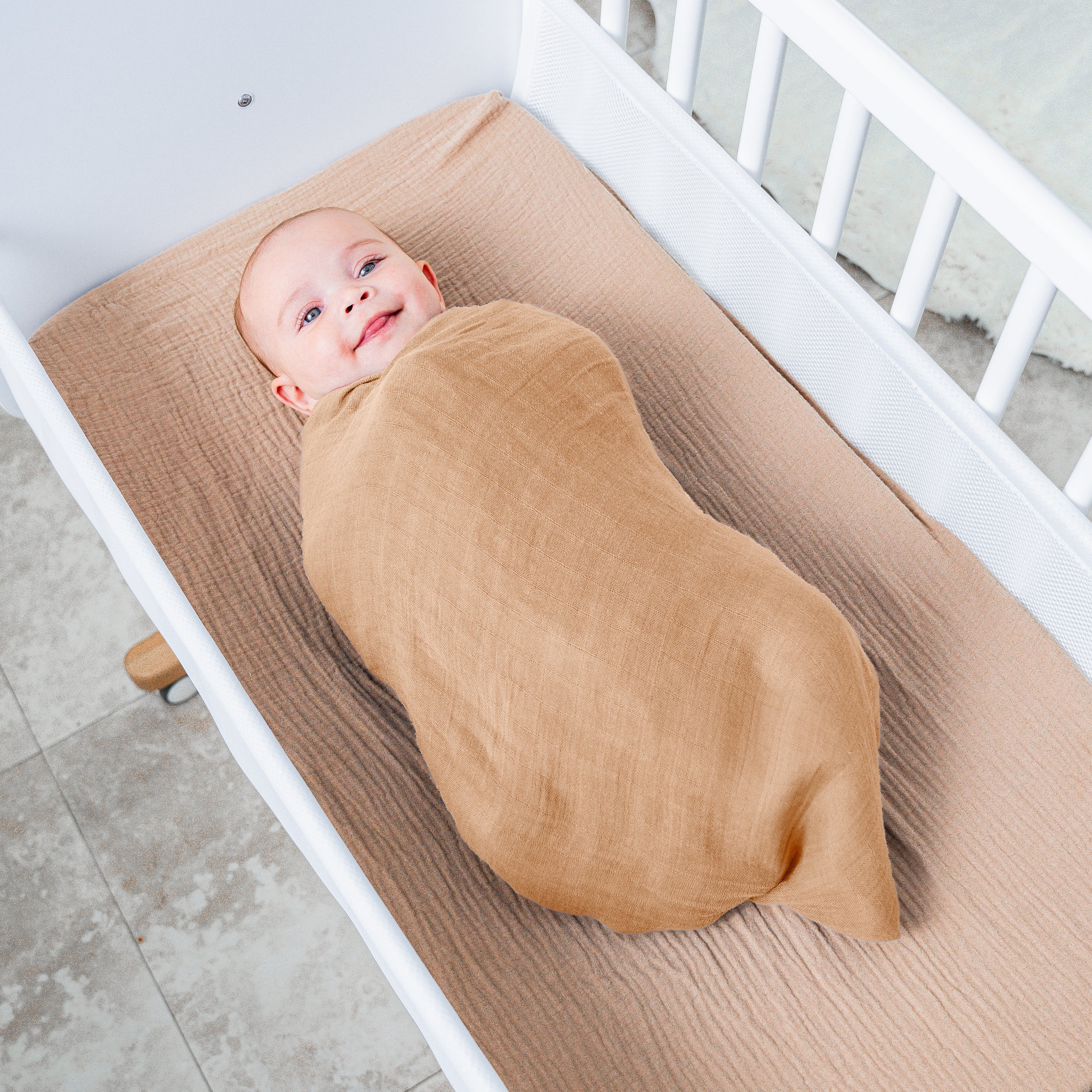 Muslin Swaddle Blanket, 1 Pack by Comfy Cubs - Caramel