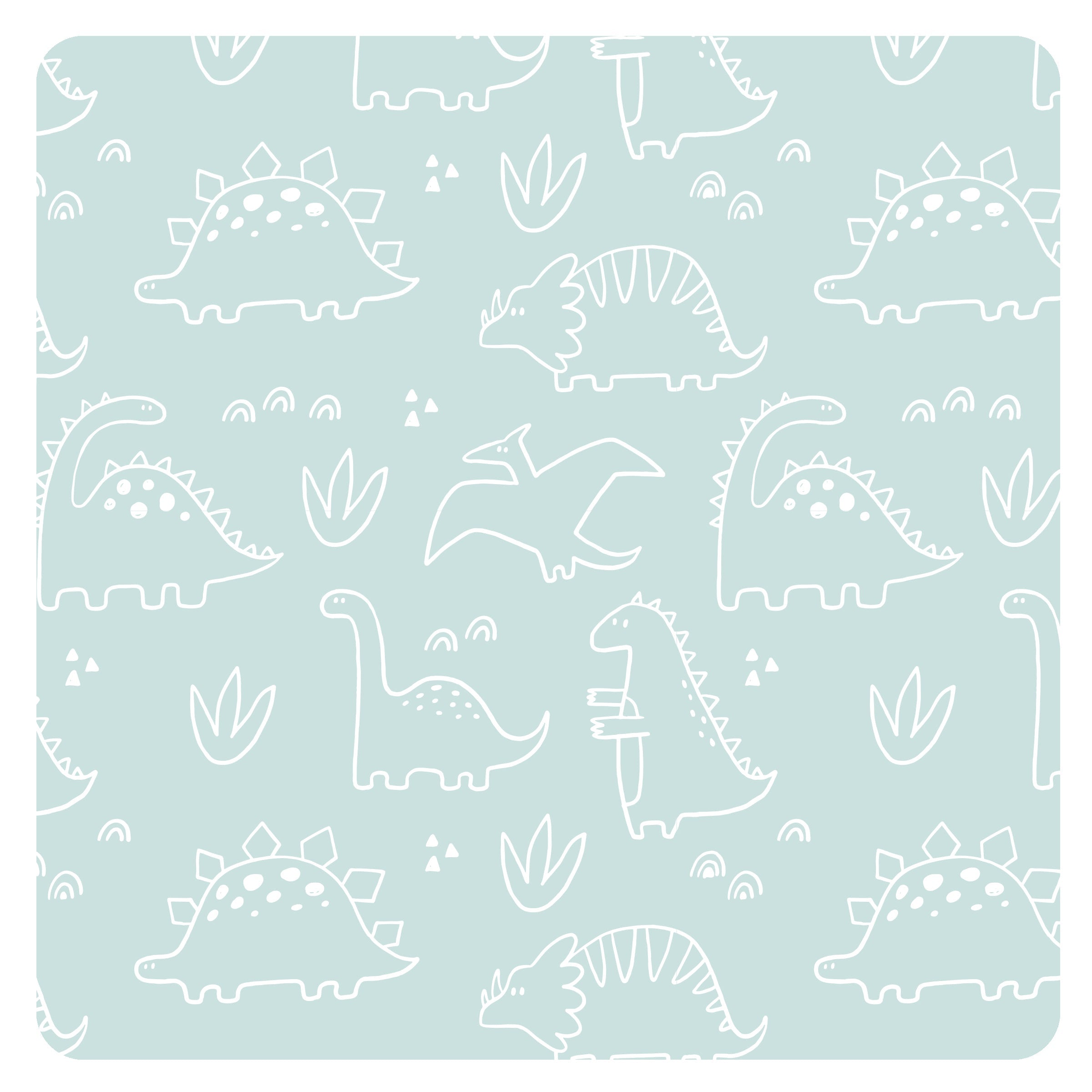 Dino Friends - Sage Splash Mat - A Waterproof Catch-All for Highchair Spills and More!  BapronBaby   