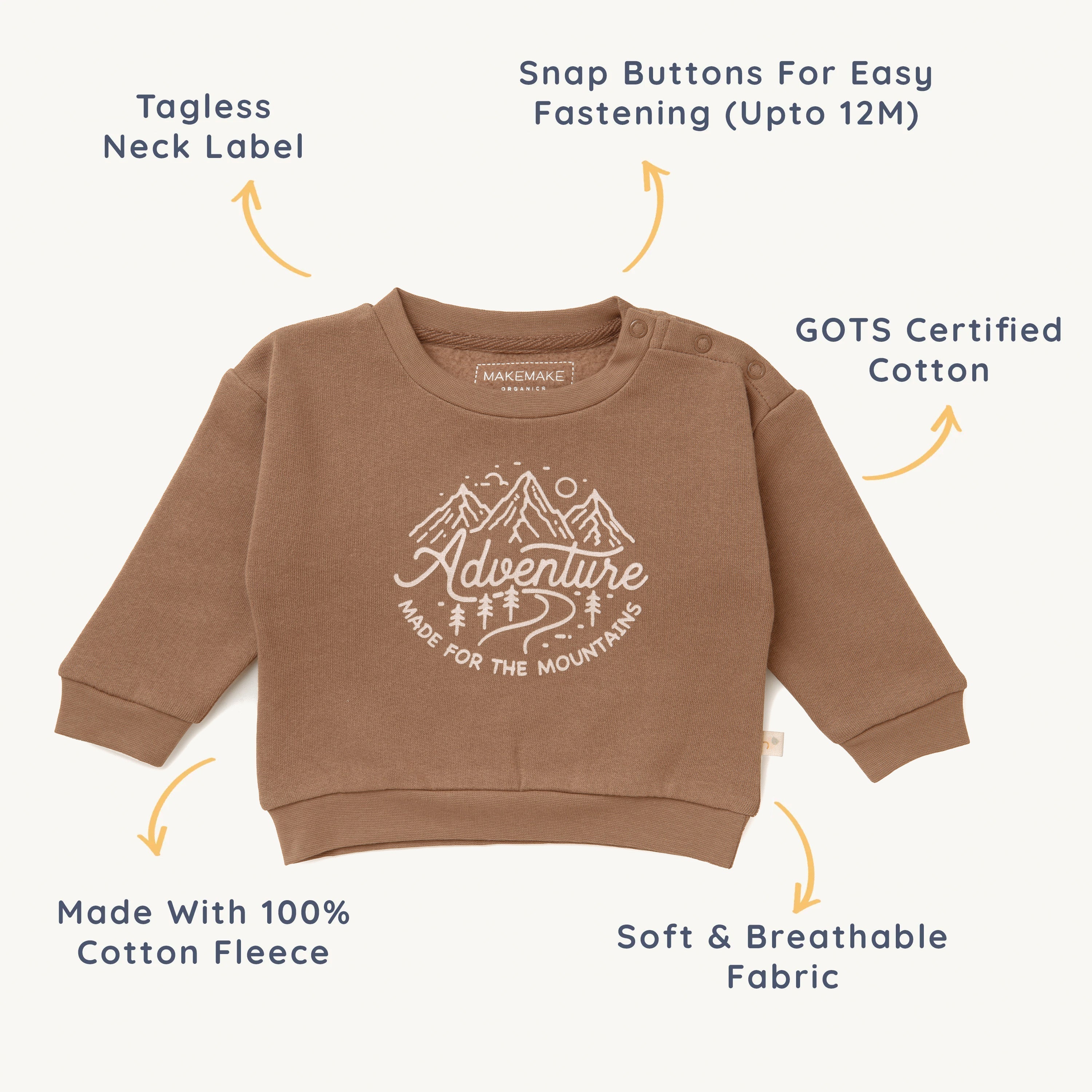 Organic Kids Sweatshirt - Adventure Sweatshirt Makemake Organics   