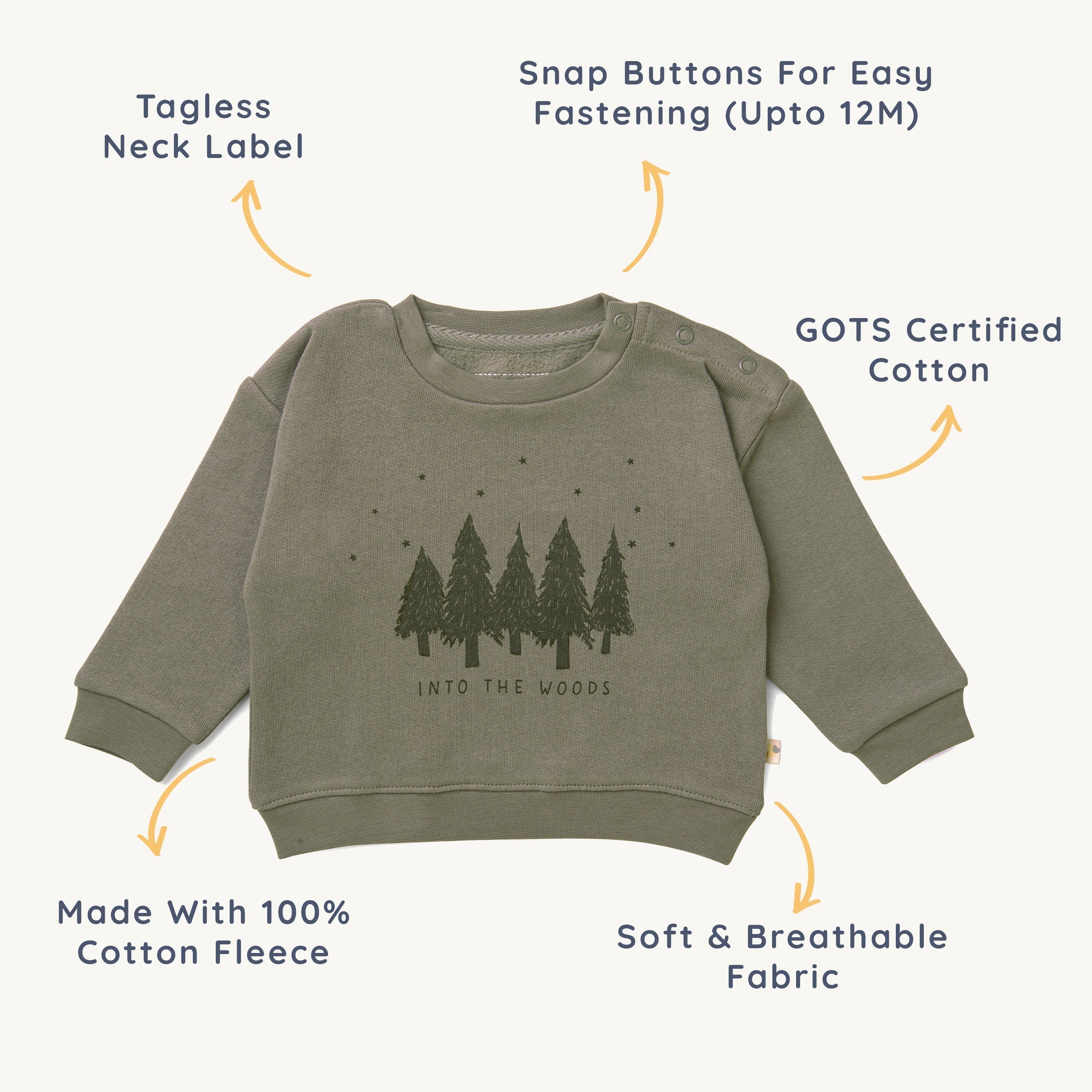 Organic Kids Sweatshirt - Woods Sweatshirt Makemake Organics   