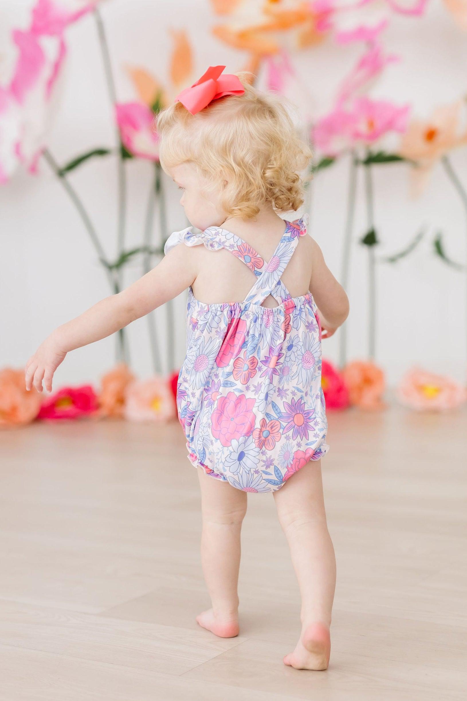 Sweet Springtime Ruffle Cross Back Romper