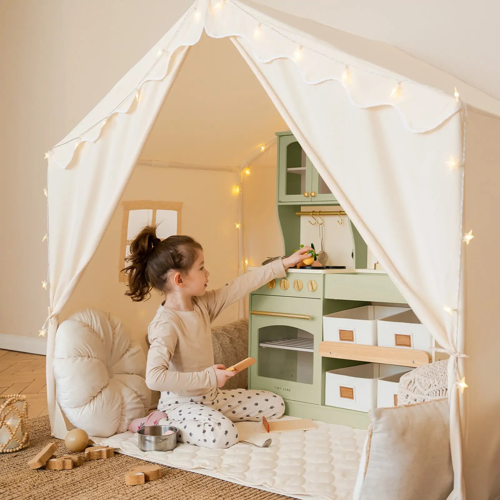 Tiny Land® Kids Tent – Large Cozy Tent with Star Lights