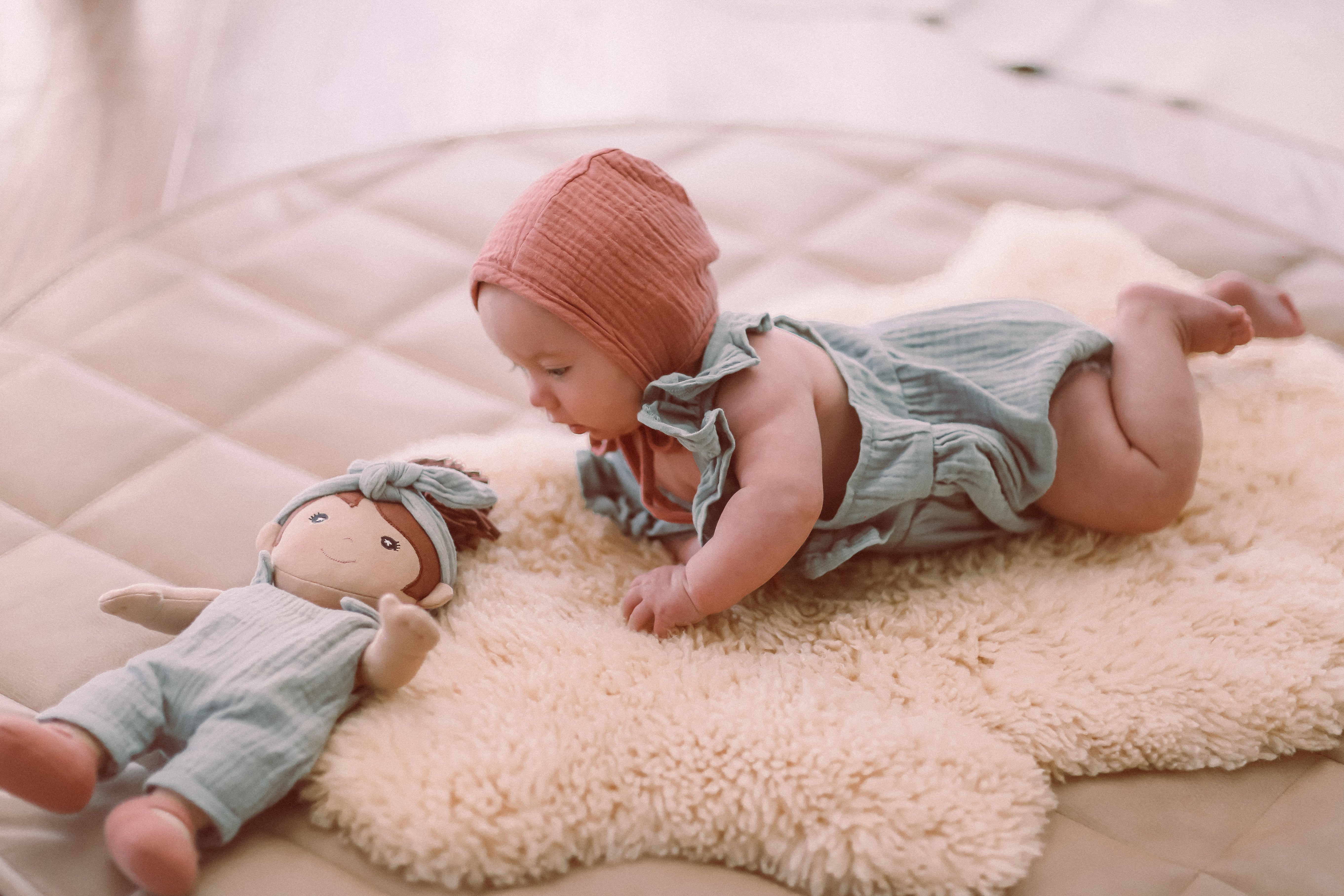 Muslin Flutter Sleeve Romper - Teal