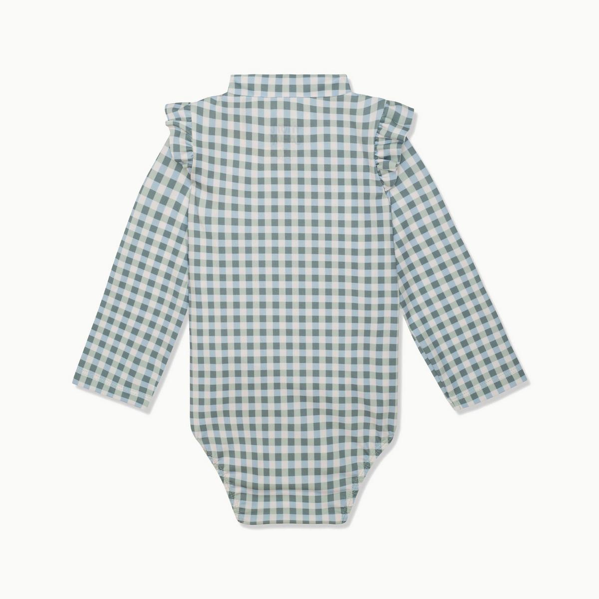 Recycled Polyester Blue Zipped Baby Rashguard - Faded Denim