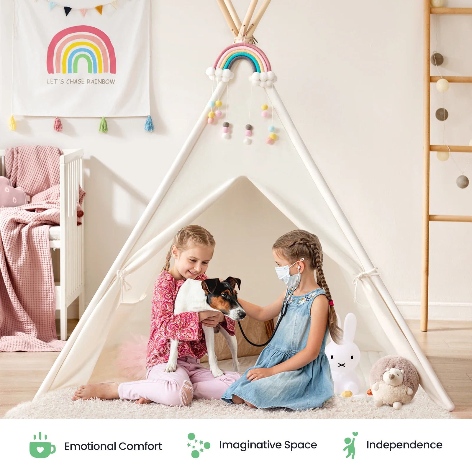 Tiny Land® Teepee Tent for Kids with Mat – Indoor Play Tent with Floor Mat