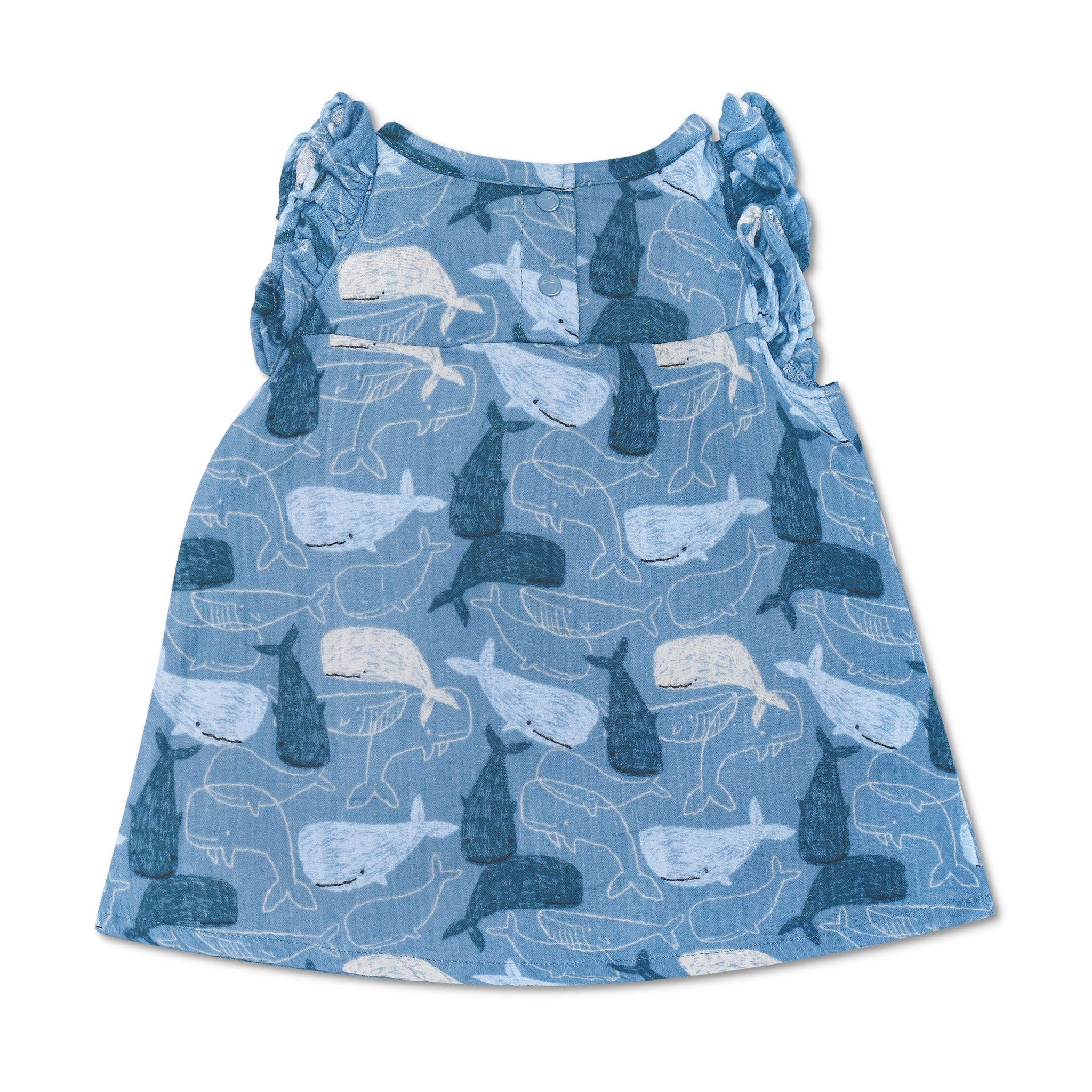 Muslin Flutter Sleeve Dress - Whale Tales