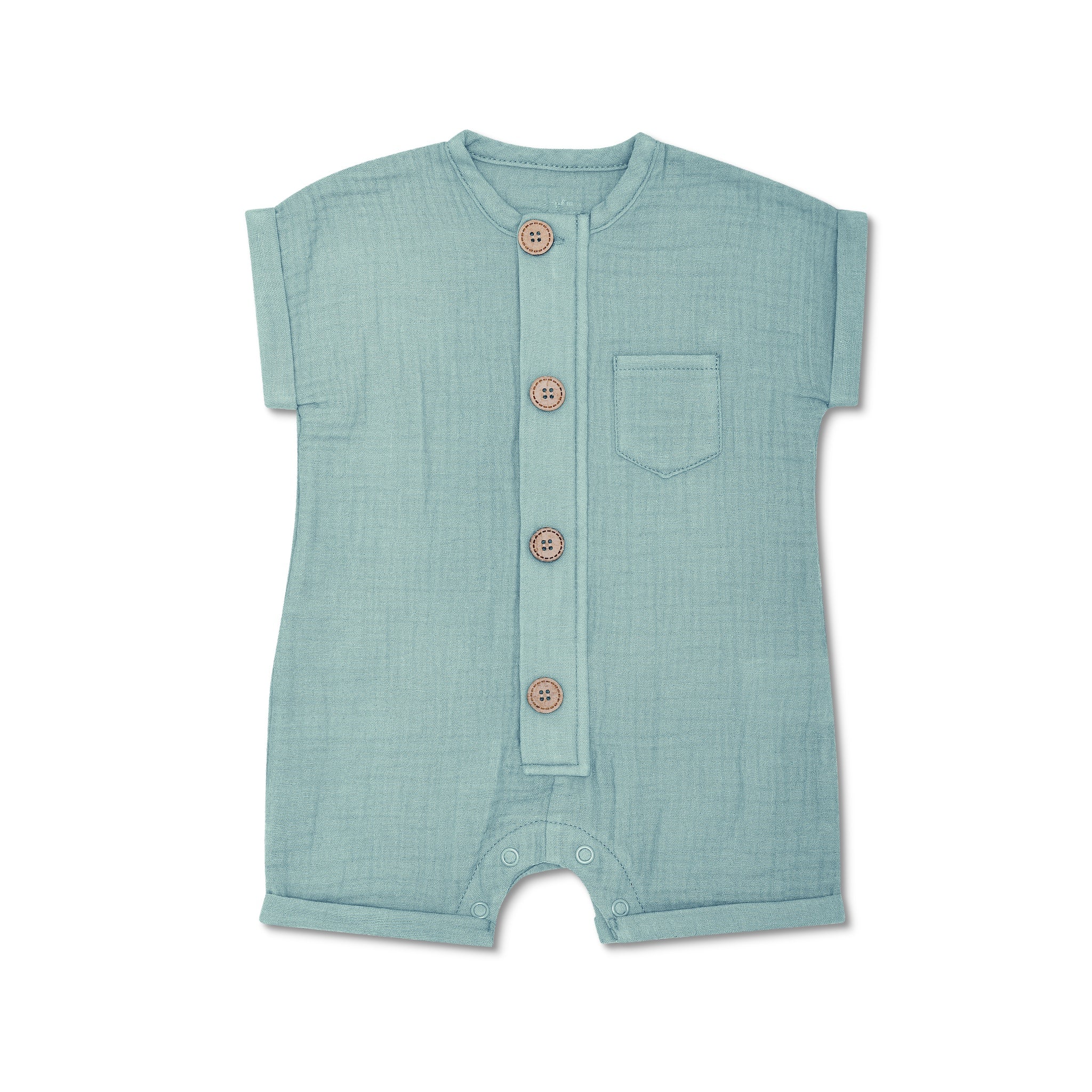 Muslin Short Sleeve Romper - Teal