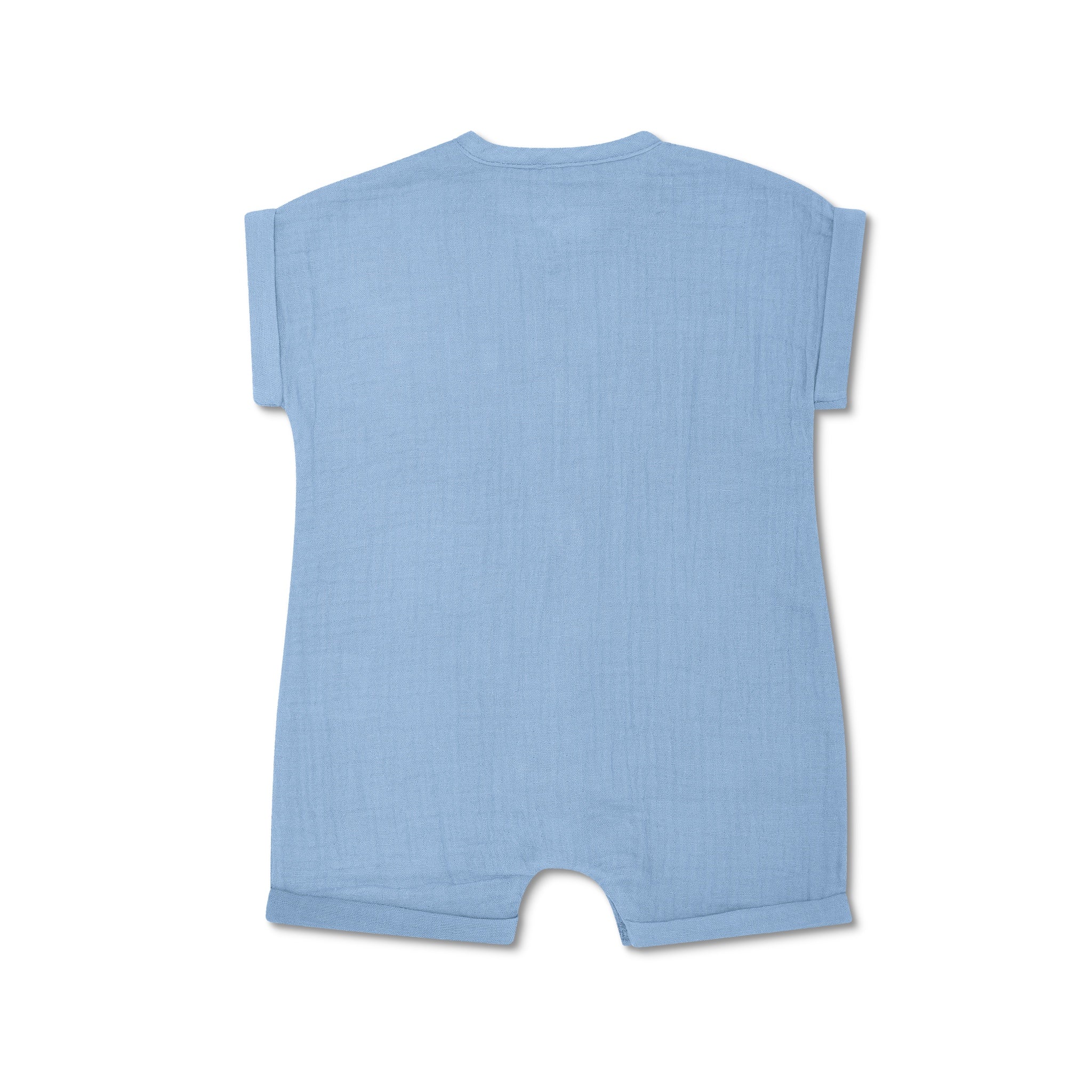 Muslin Short Sleeve Romper - Blue