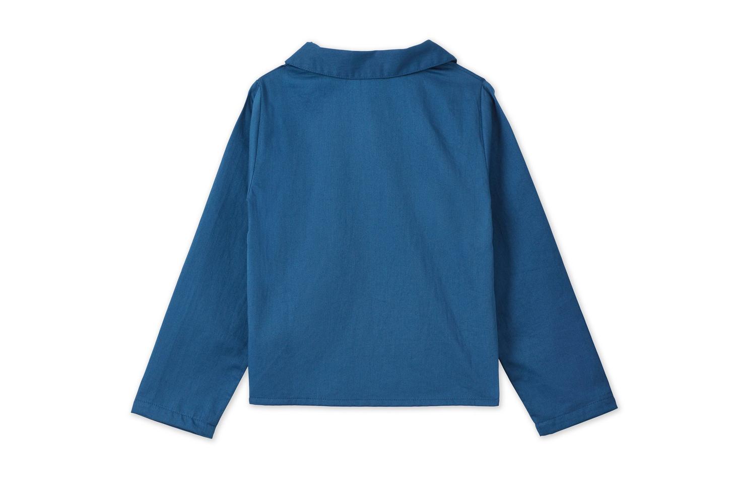 LS Organic Cotton Woven Peter Pan Collared Shirt - Navy Blue