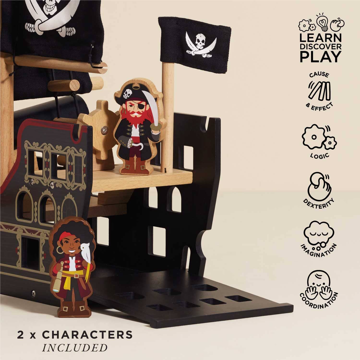 Wooden Pirate Ship Toy