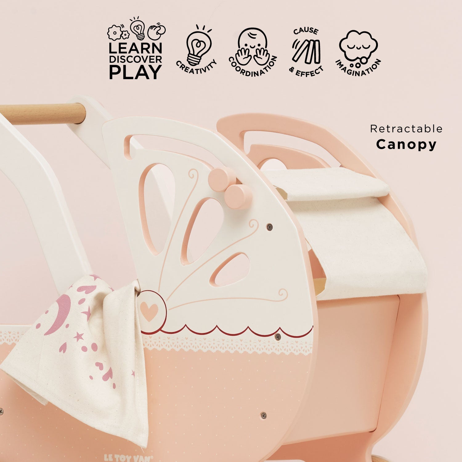 Retro Wooden Doll Stroller