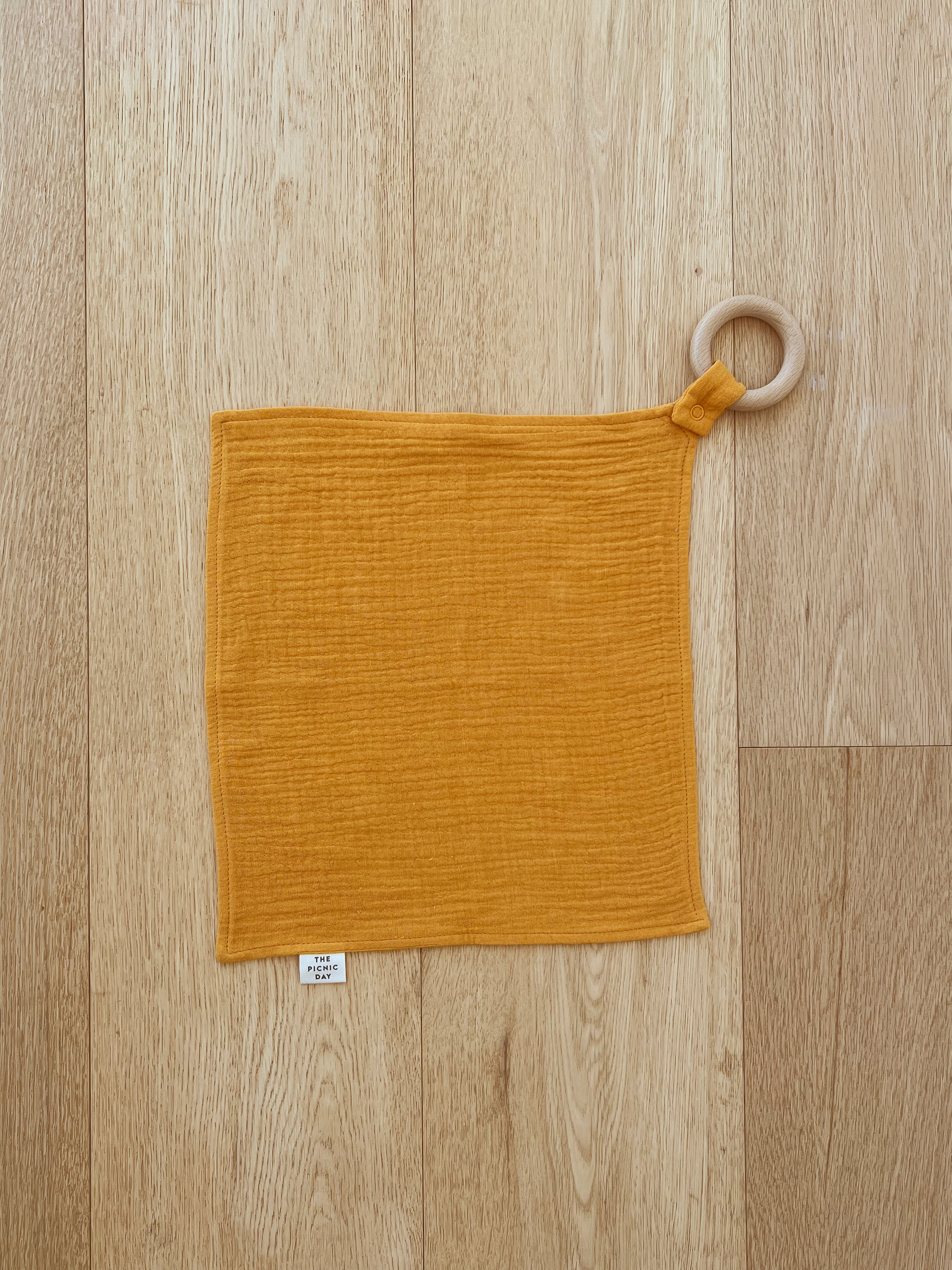 Organic Cotton Towel with Teething Ring Turmeric Burp Cloths The picnic day   