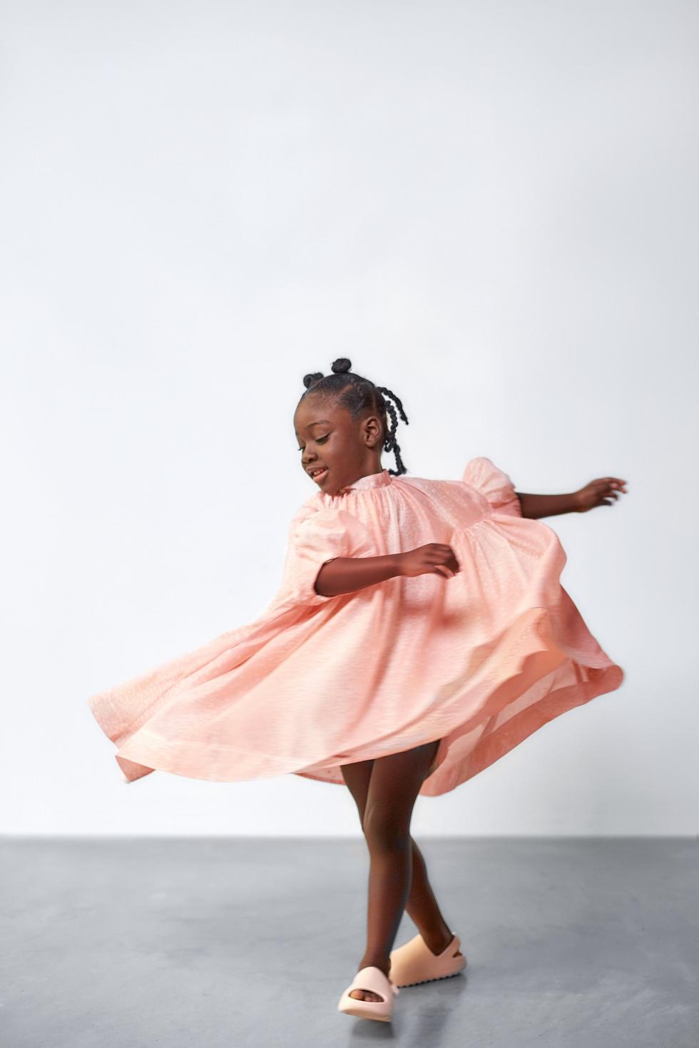 Tent Dress with Puff Sleeves - Pink