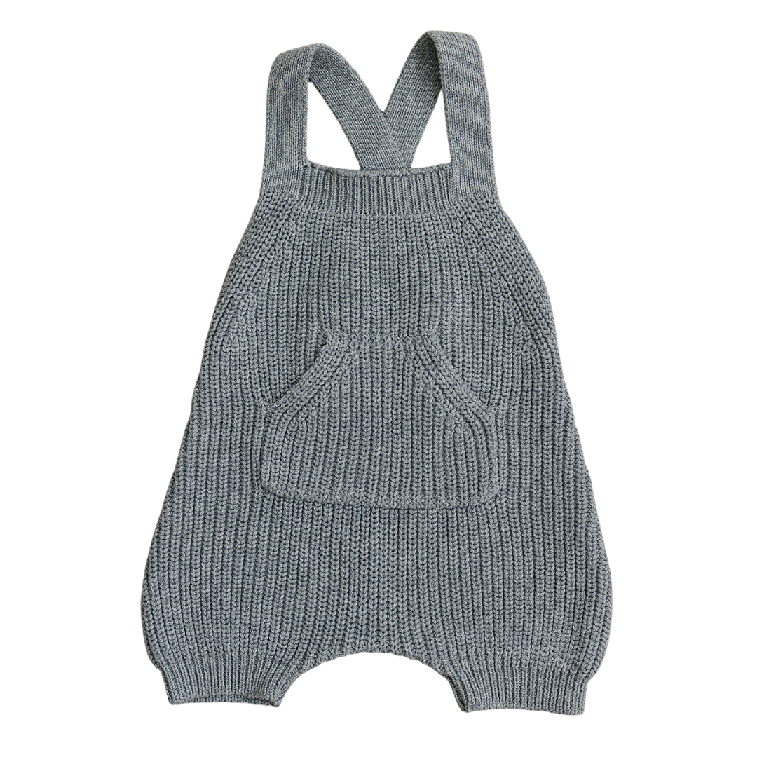 Grey Pocket Knit Overalls  Mebie Baby   