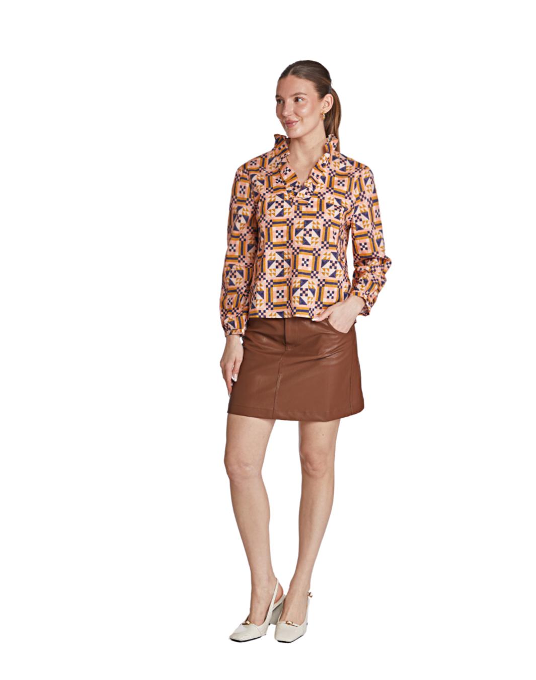 Gabrielle Top - Pink Tile