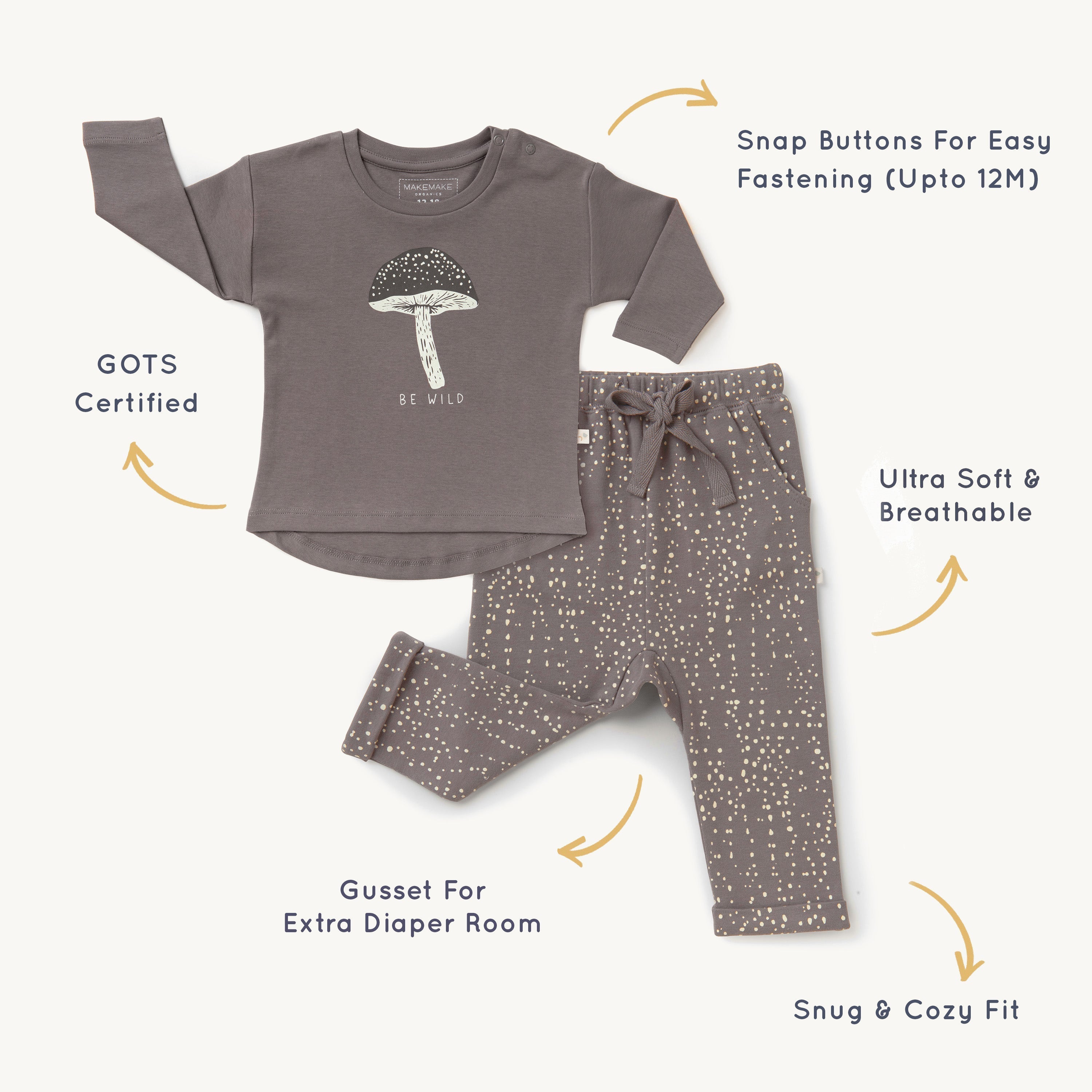 Organic Kids T-Shirt & Pant Set - Be Wild Tee & Pant Set Makemake Organics   