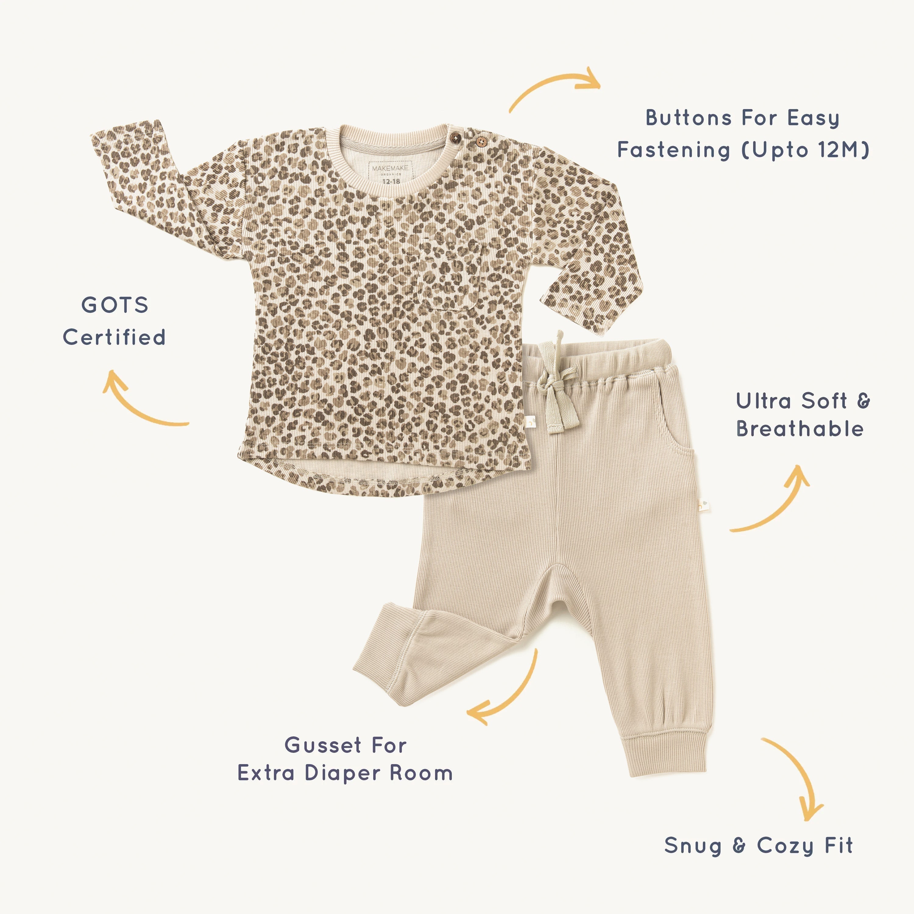 Organic Toddler T-shirt & Pant Set - Spotted Tee & Pant Set Makemake Organics   